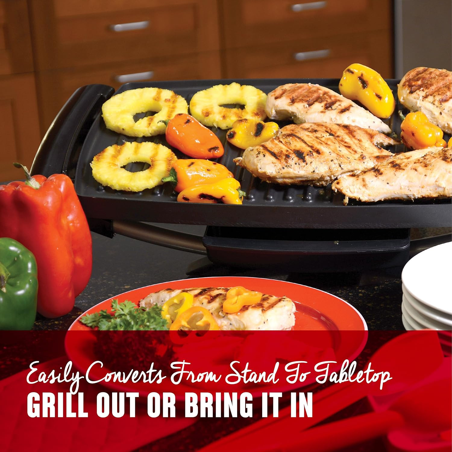 Indoor Outdoor Electric Grill, Non-Stick Grill Griddle Plate, Healthy Grilling D