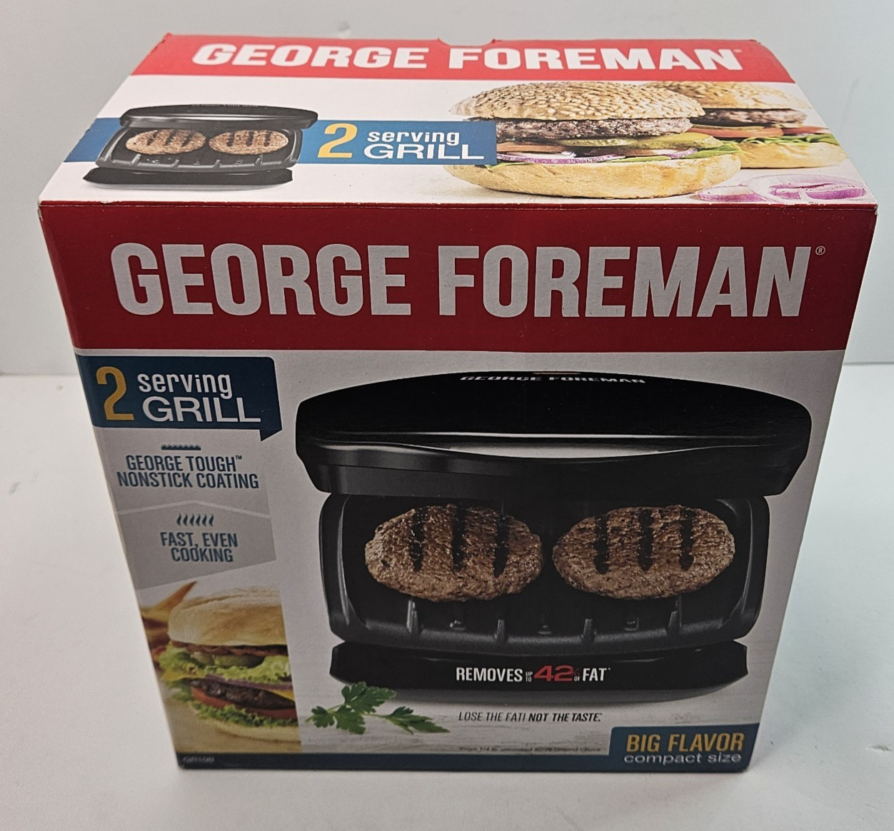 George Foreman 2-Serving Electric Grill Nonstick Compact Size