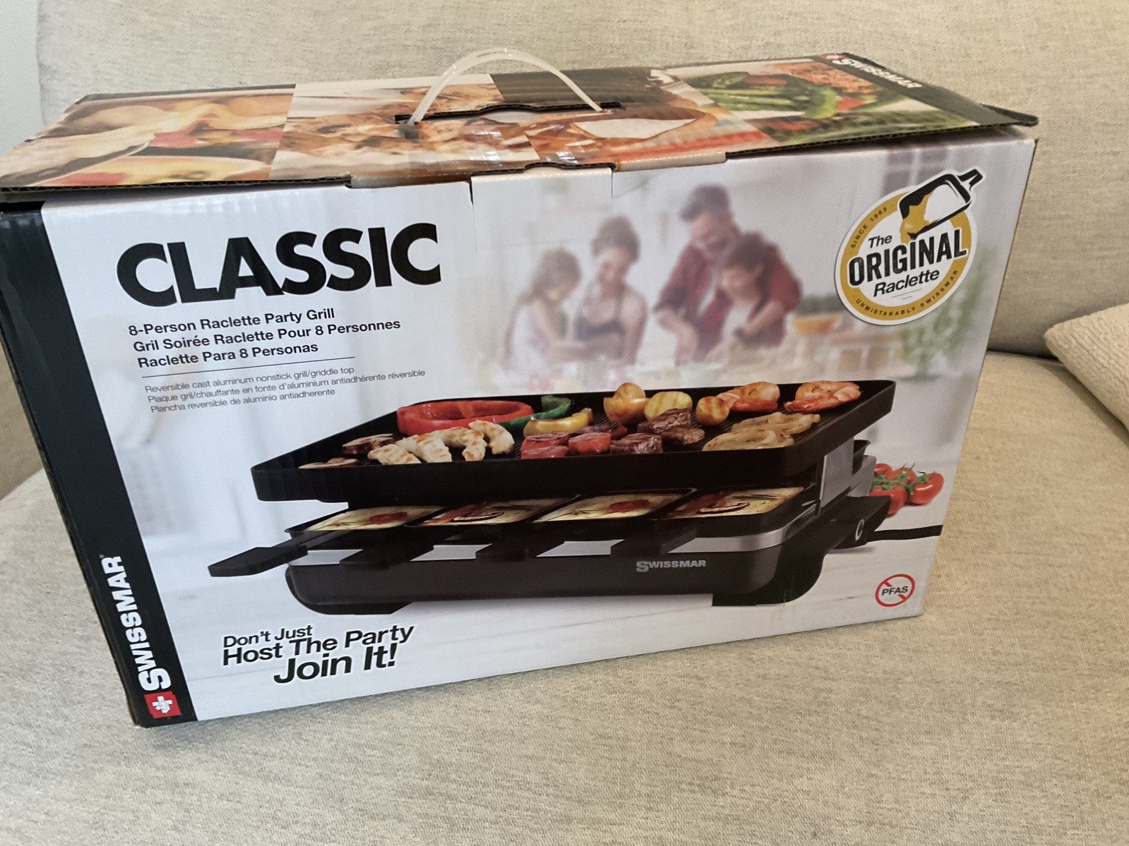 NIB Swissmar Classic Raclette 8 Person Grill with Cast Aluminum Grill Plate NEW