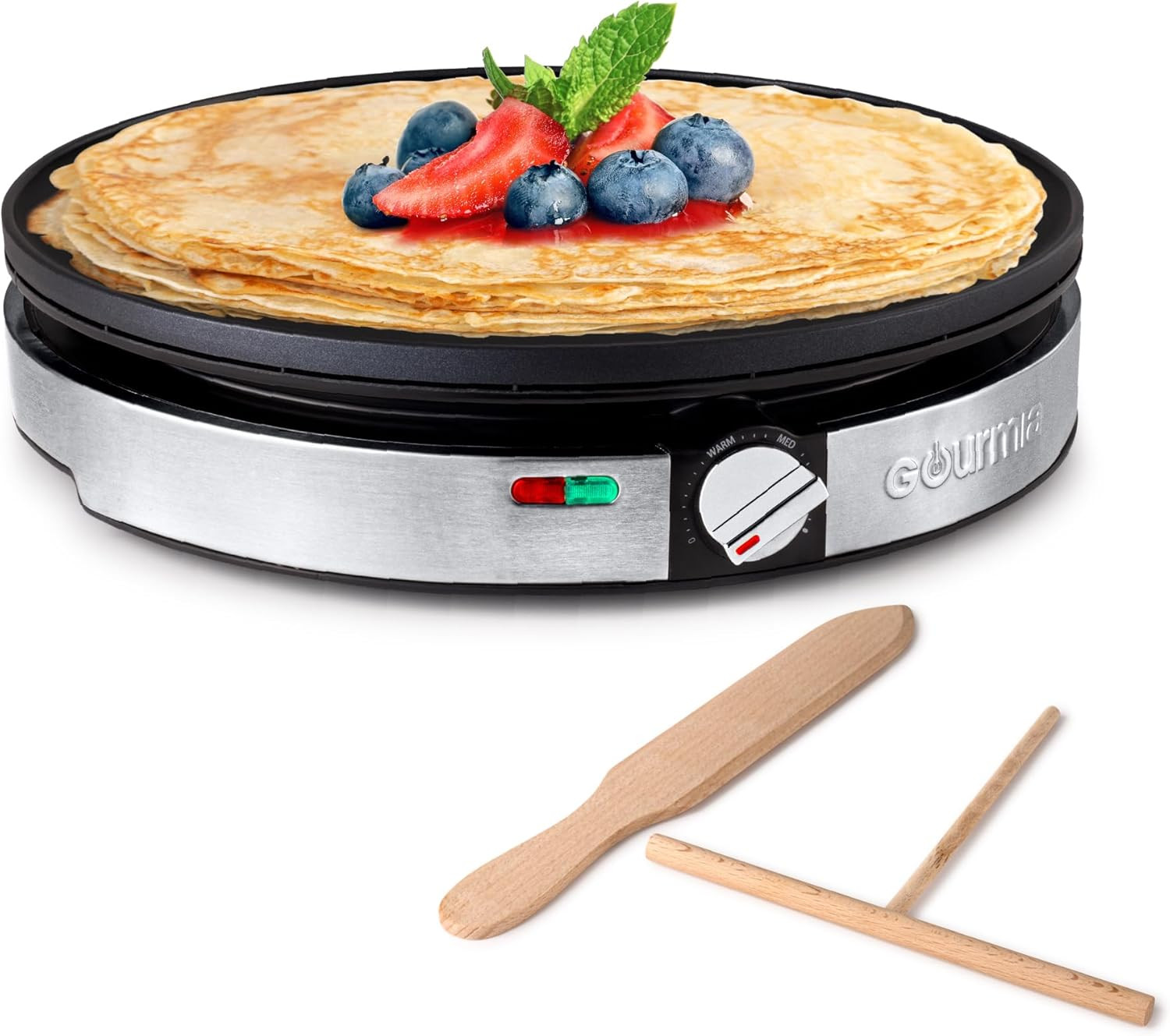12″ Electric Crepe Maker Nonstick Griddle Pancakes Omelets Stainless Steel