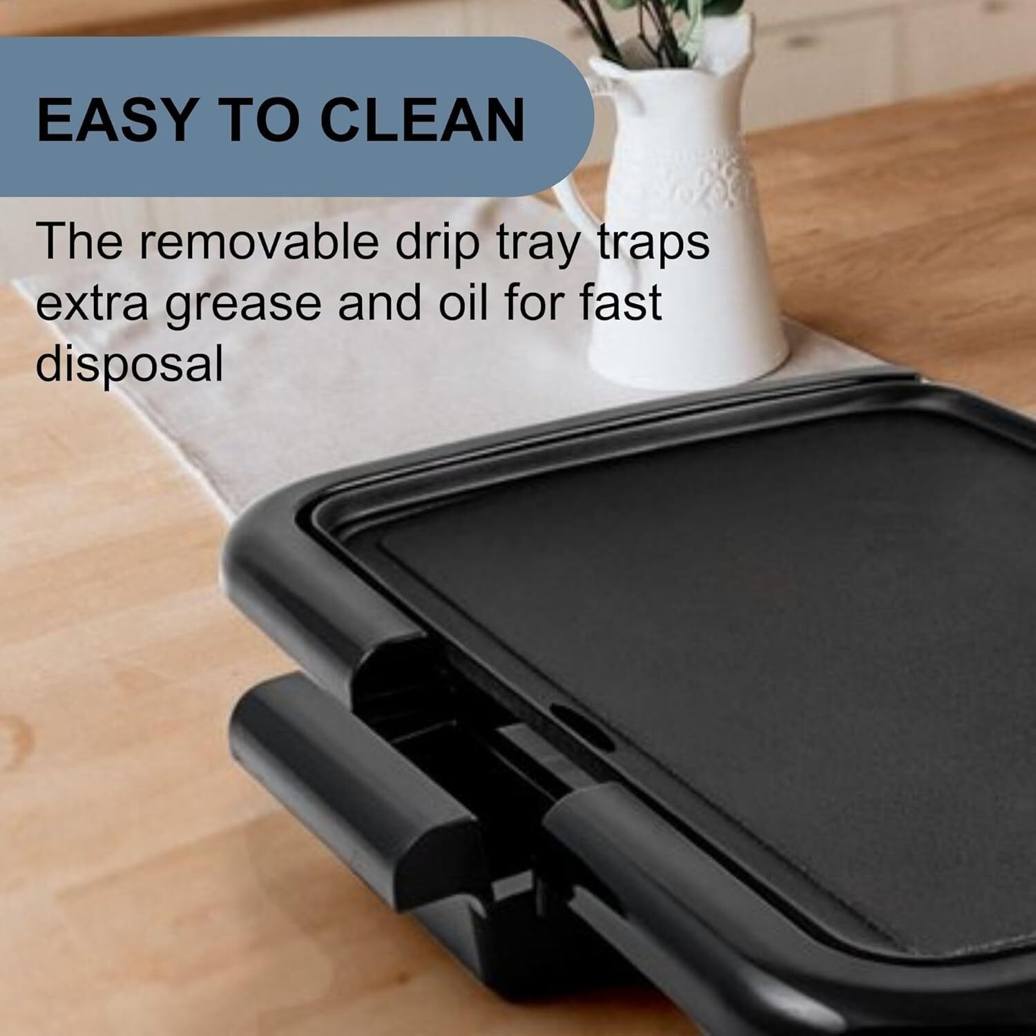 Electric Griddle with 16 x 10 Inch Flat Non-Stick Cooking Adjustable Thermostat