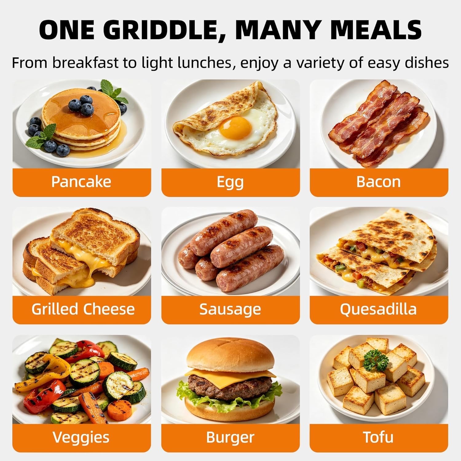 10 Inch Compact Electric Griddle – Non-Stick, Adjustable, 1200W for Easy Cooking
