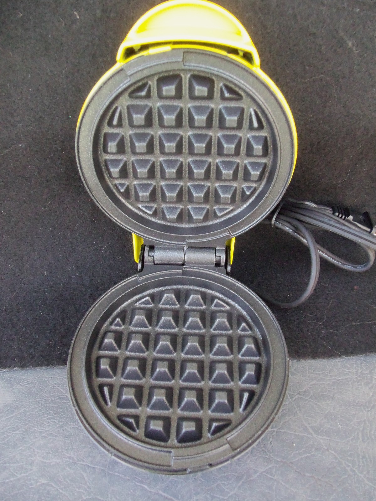 Personal Waffle Maker! NEW! SMALL! YELLOW! IOB! INSTRUCTIONS & RECIPES!