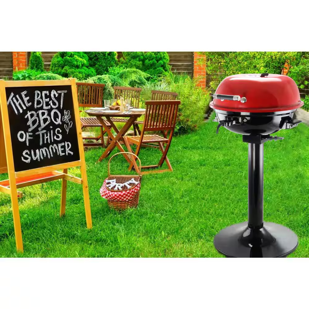 15 In. Electric Barbecue Grill in Red
