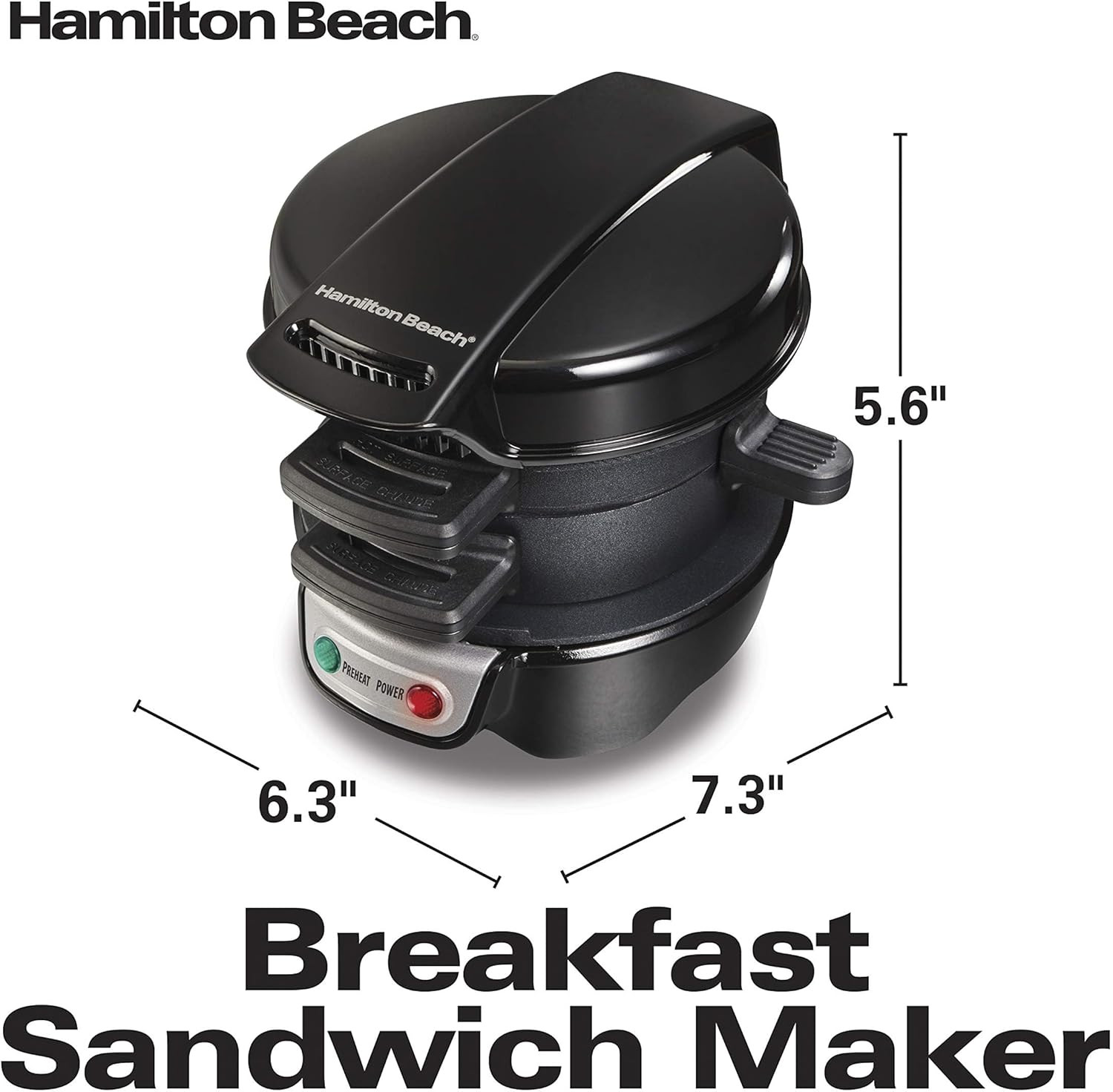 Breakfast Sandwich Maker with Egg Cooker Ring, Customize Ingredients, Perfect fo