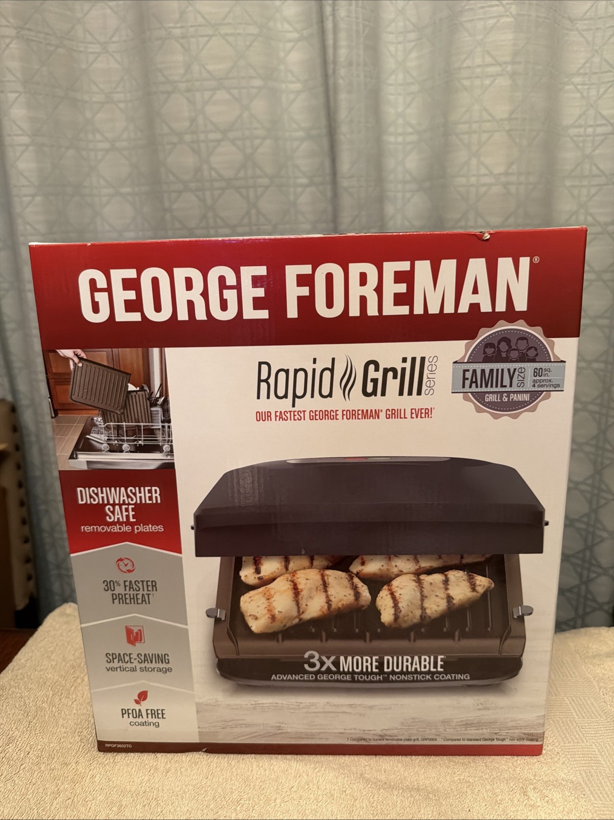 George Foreman Family Size Grill & Panini Press RPGF3602TG Removable Plates New