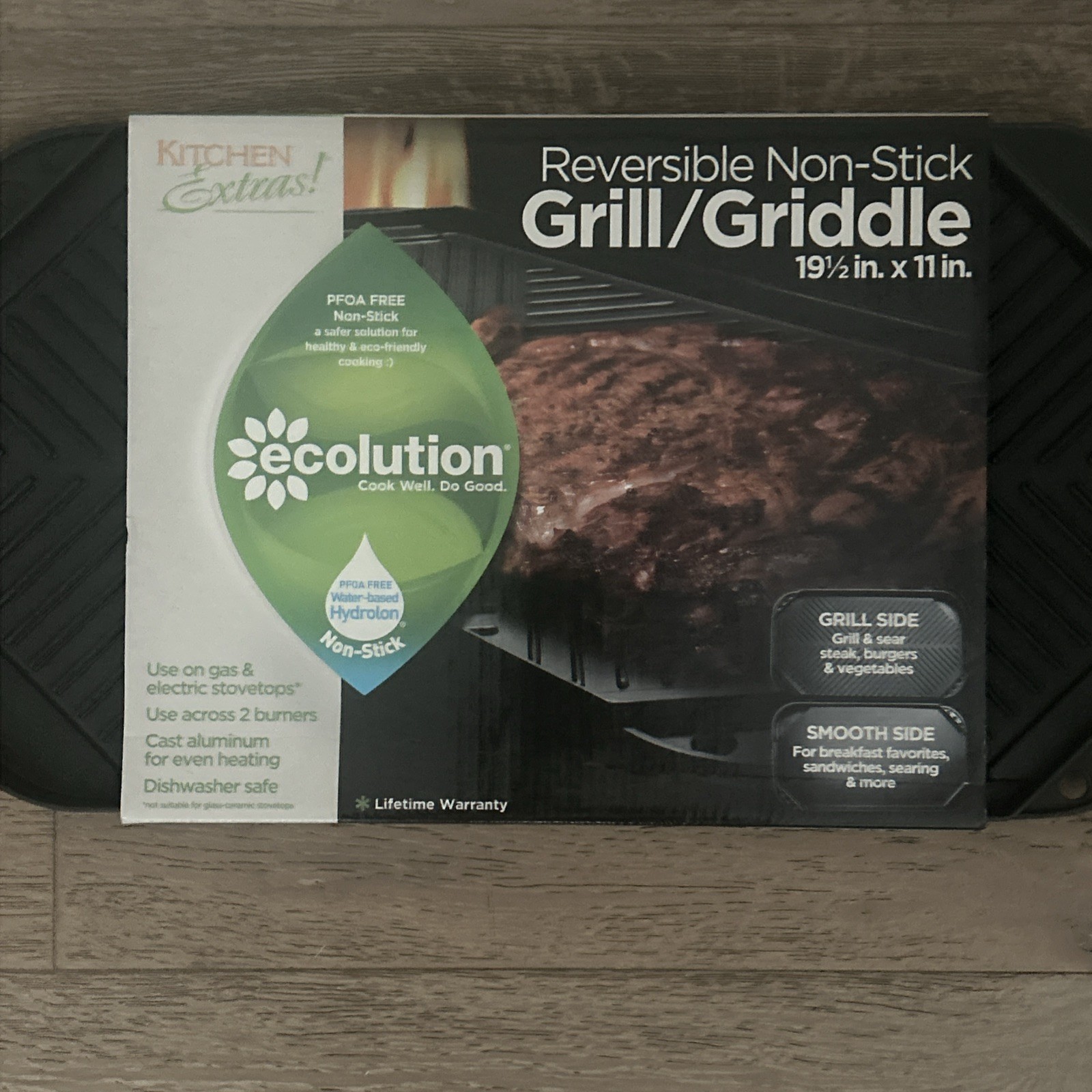 Reversible 19.5” x 11” Grill/Griddle Pan, Non-Stick, Dishwasher Safe – Ecolution