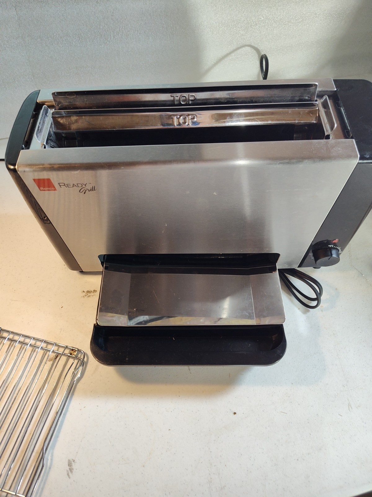 Ronco Ready Grill Indoor Cooking used RG1001BLDRM ss/black w/ basket B-2 (1102)