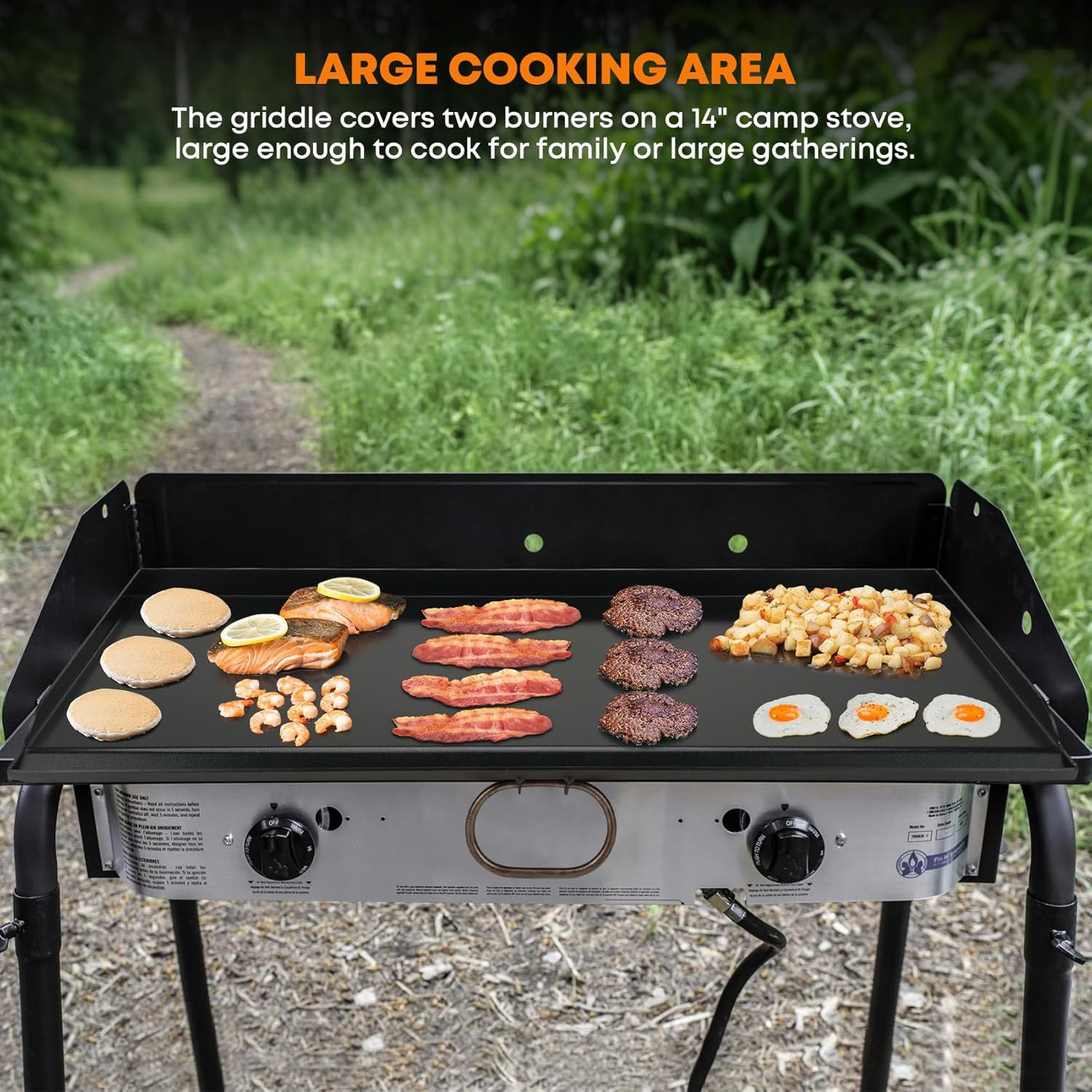 Stanbroil Universal 2-Burner Griddle, Nonstick Flat Top Griddle for Camp Chef an