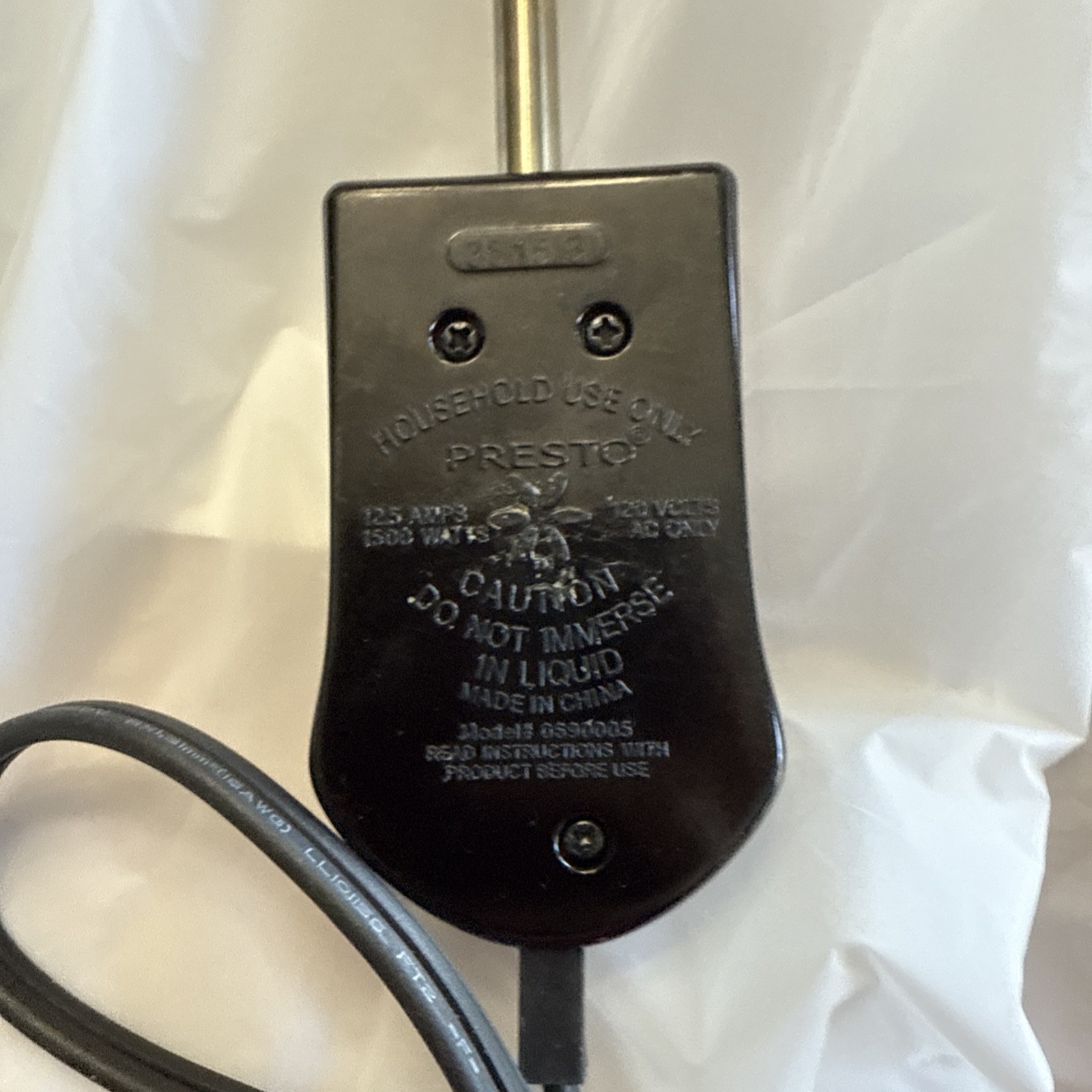 Presto Cool Touch Electric Griddle #07030 Master Control Plug #3515-3 PLUG ONLY