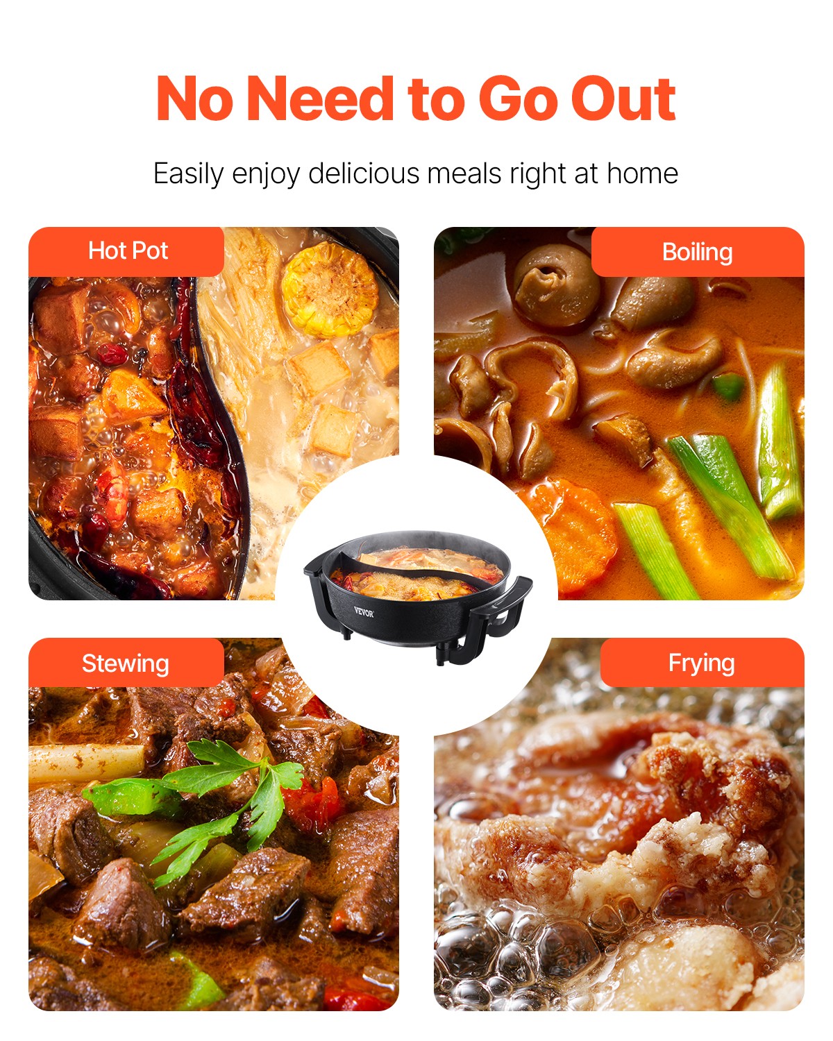 VEVOR Electric Hot Pot 5 L Non-Stick Shabu-shabu Hot Pot with Divider for 6-10