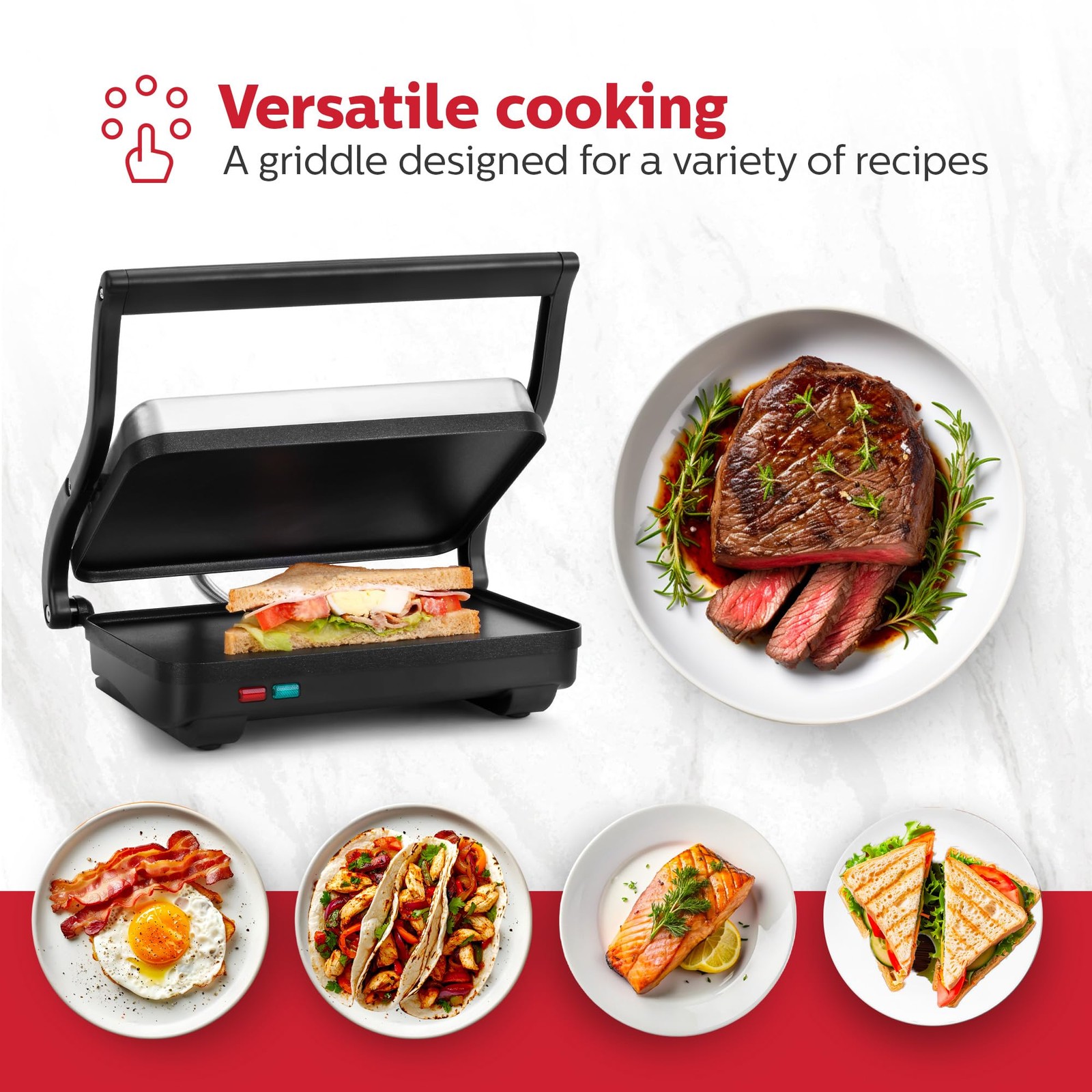 Griddle for Toasting Sandwiches, Various Snacks – Black/Stainless Steel (260 …