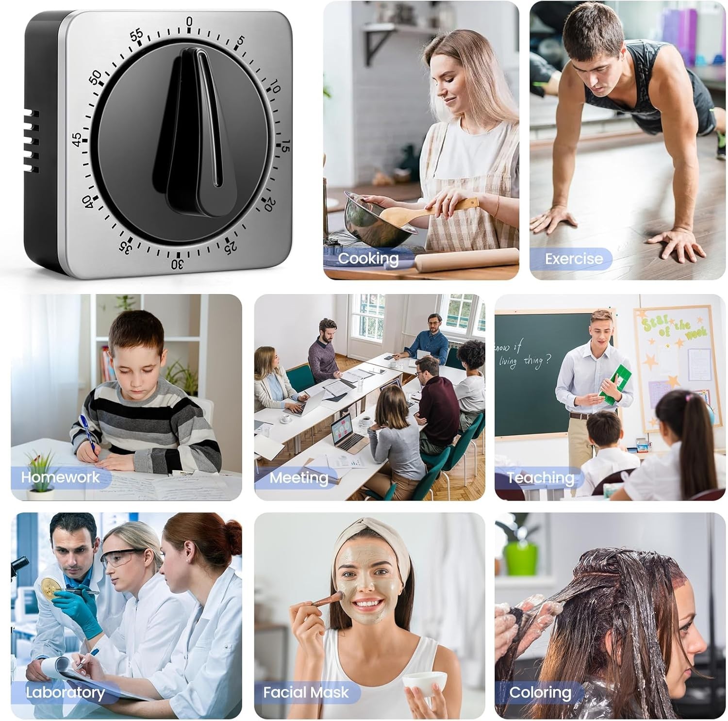 Kitchen Timers for Cooking, Chef Cooking Timer Clock with Loud Alarm,100% Mechan