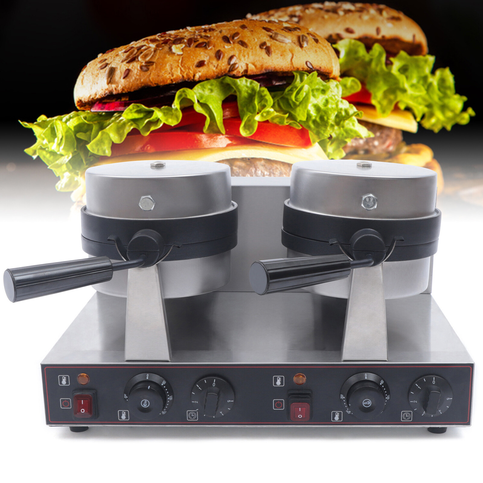 Commercial Dual Panini Press Sandwich Maker Toaster Burger Grill Electric 2400W