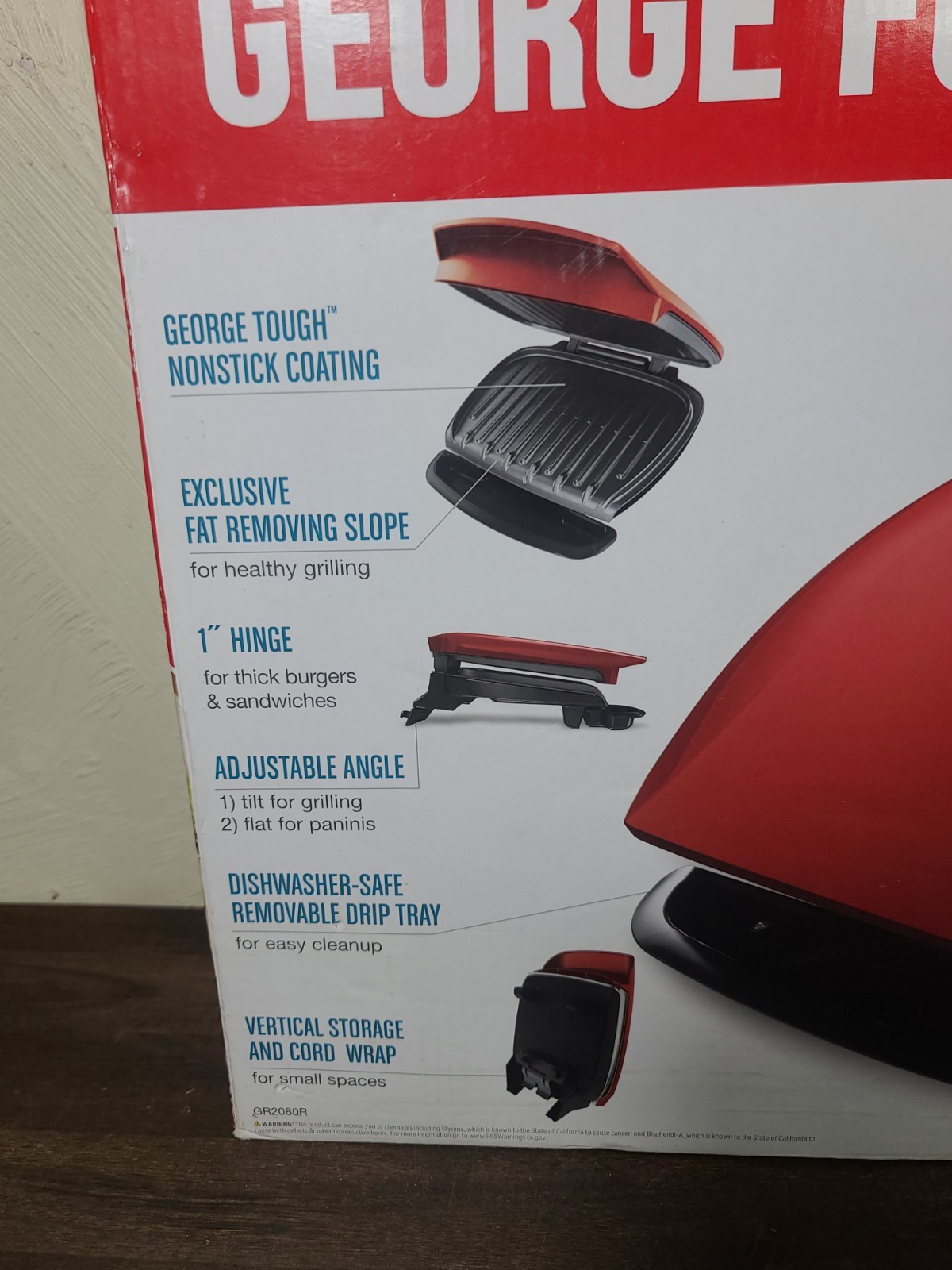 George Foreman Grill & Panini Press Model GR2080R 5 Serving Grill Red New Sealed