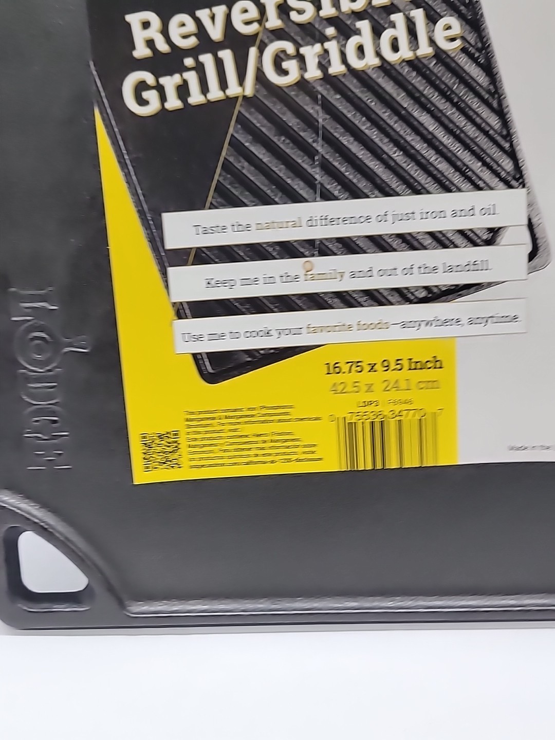 Double Sided Grill Griddle Lodge Cast Iron Seasoned Reversible 16.75 x 11.5 LDP3