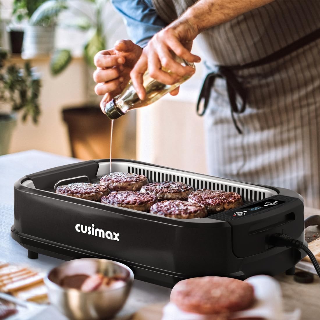 Smokeless Grill Indoor Electric Grill 1500W Indoor Grill Black | Portable