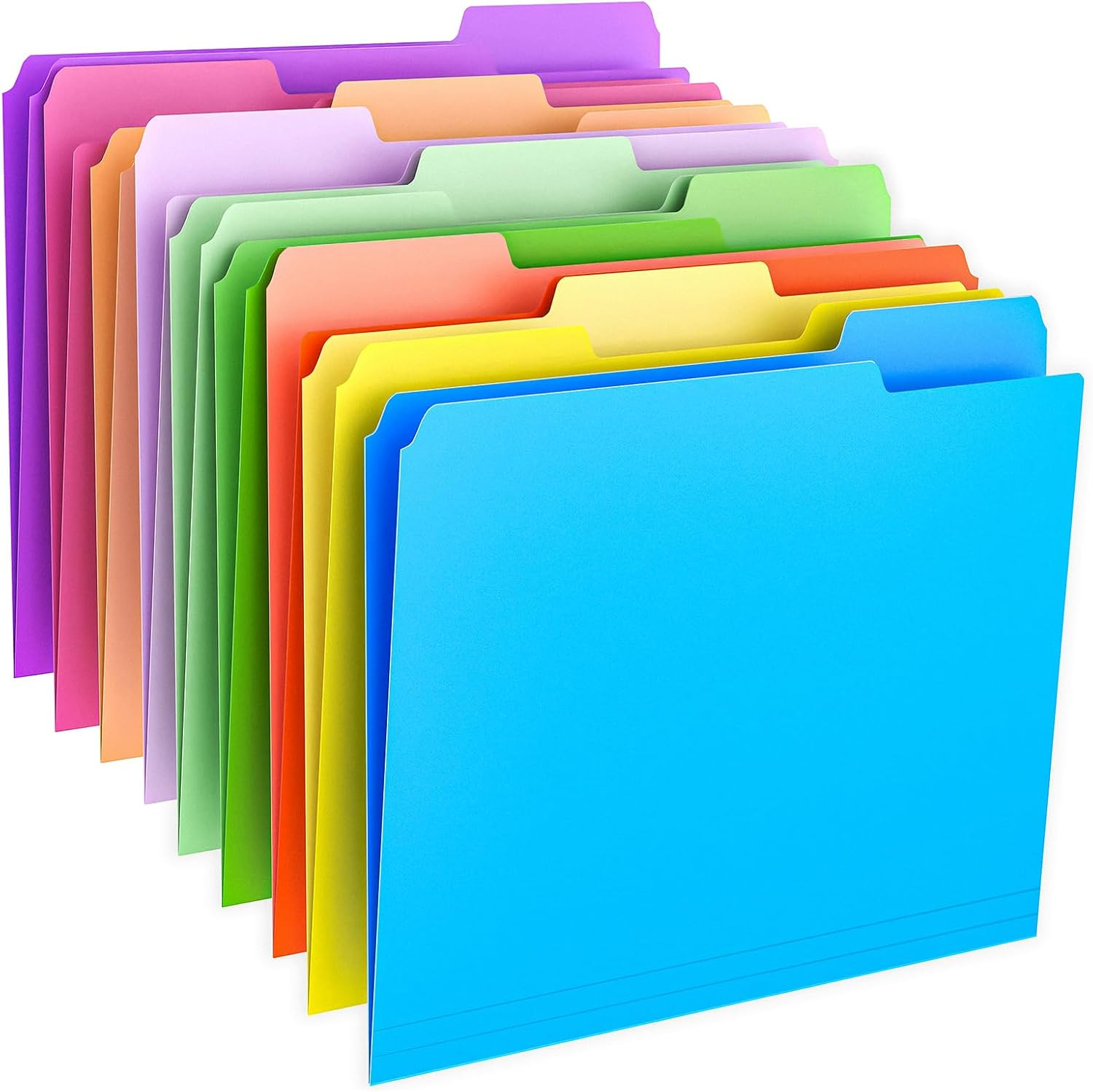 9 Pcs File Folders, Manilla Folders 8.5 x 11 Inch, 1/3-Cut Tab Colored File Fold