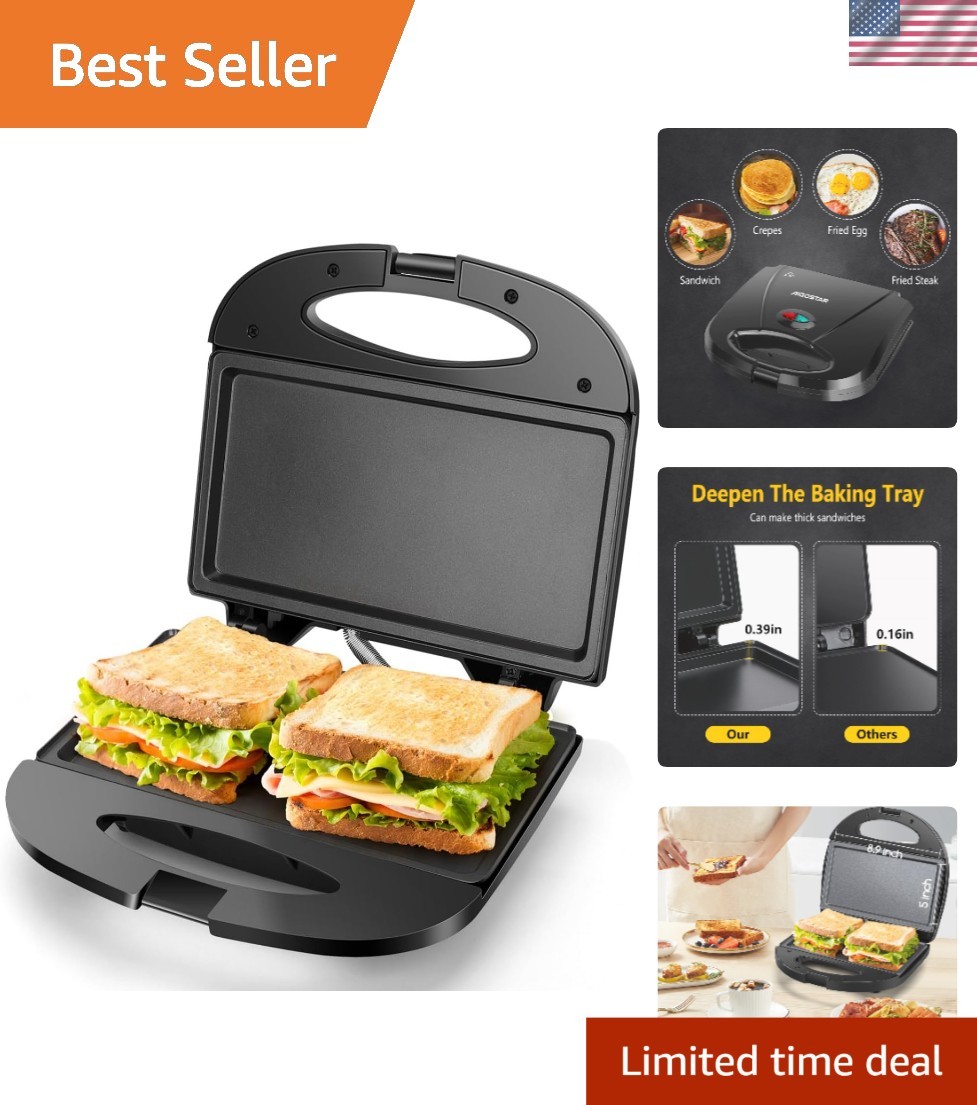 Compact Electric Sandwich Grill with Non-Stick Surface for Easy Meal Prep