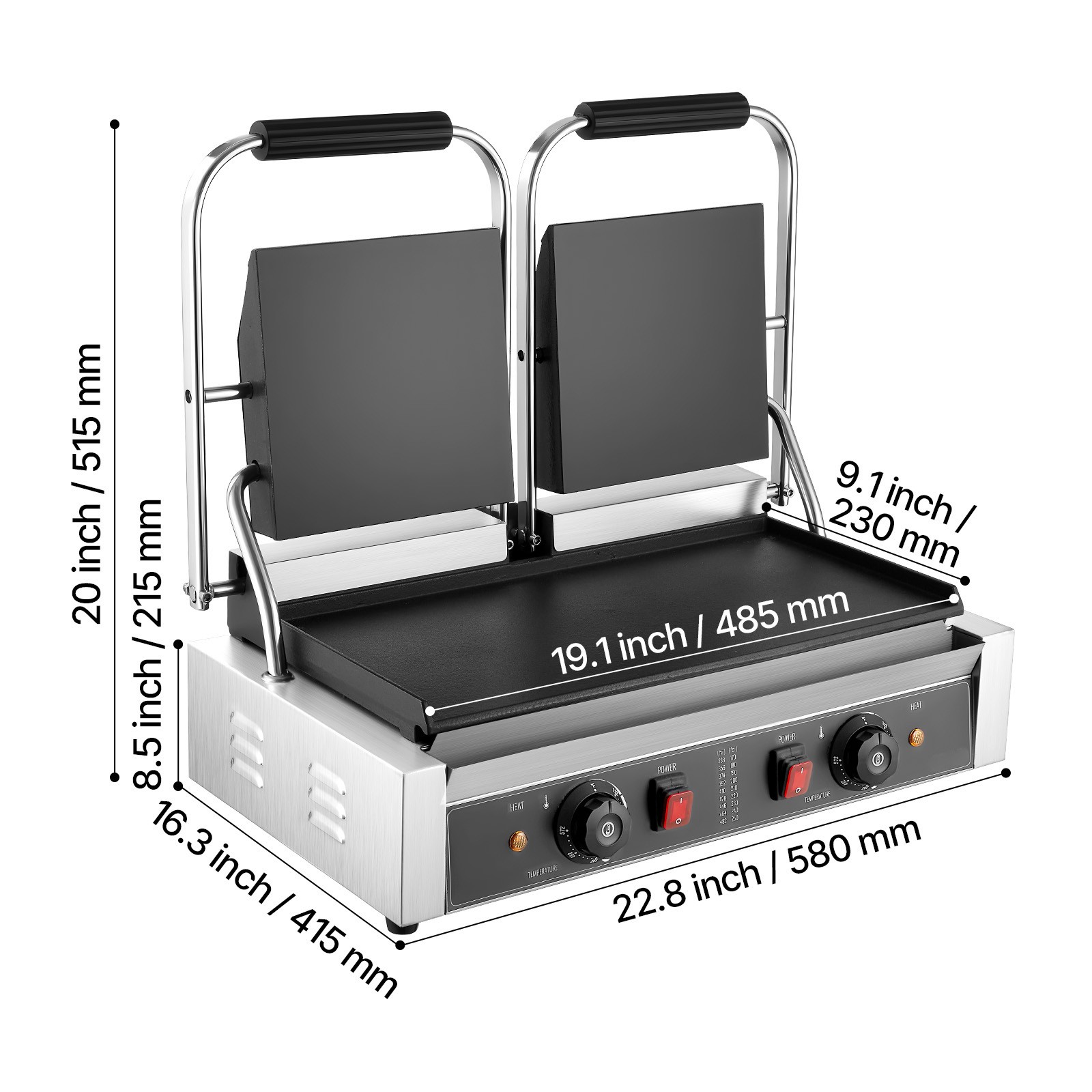 Uimoso Electric Panini Press Grill Sandwich Maker with 19x9in Griddle Plate