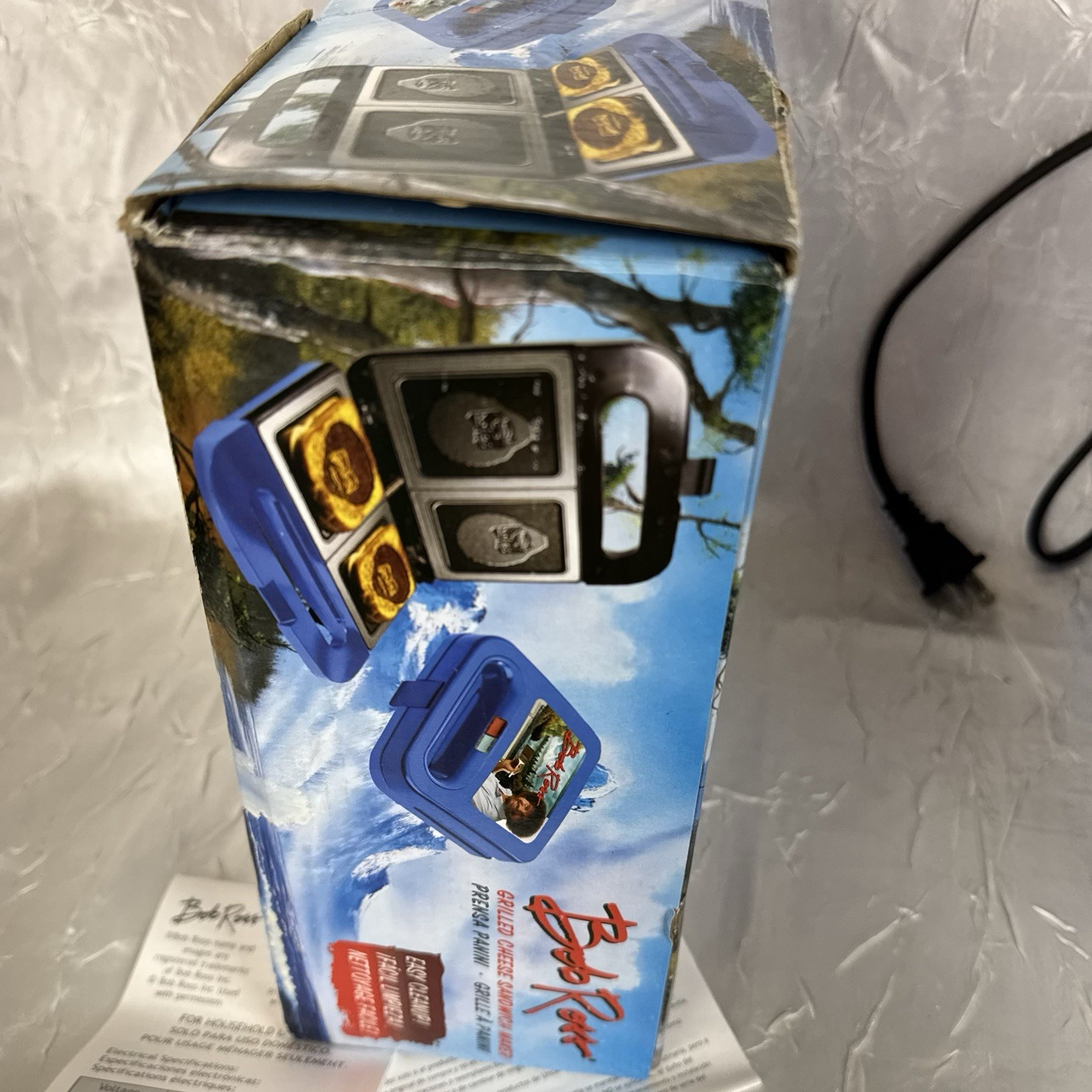 Bob Ross Grilled Cheese Sandwich Maker Panini Press Uncanny Brands Blue Box