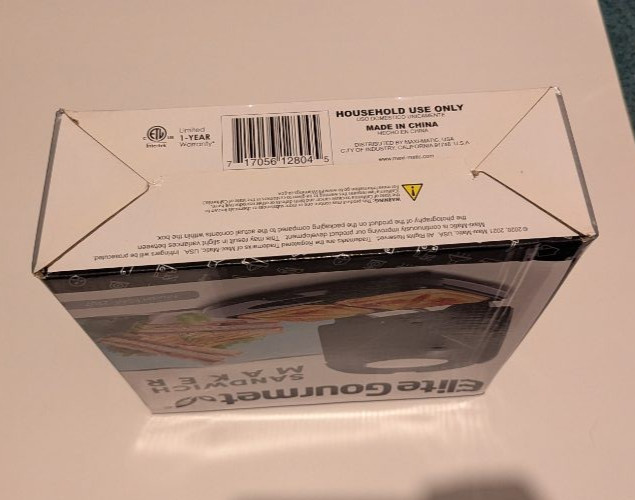 Elite Gourmet Sandwich Maker Non-Stick Grilled Cheese Panini Press Black NEW