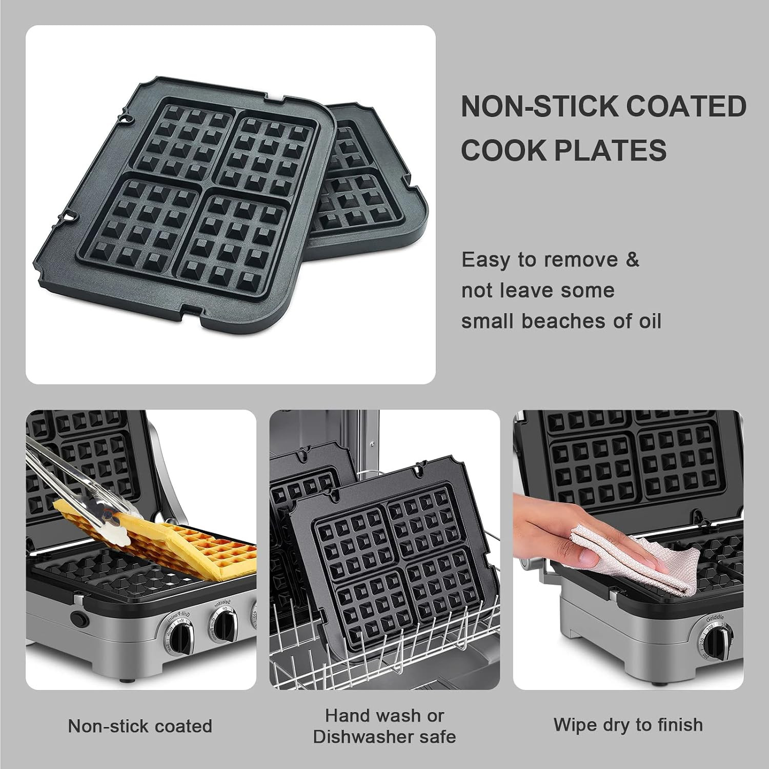 Waffle Plates for Cuisinart Griddler GR-4N, GR-5B, GR-6 and GRID-8N Series – 4 S