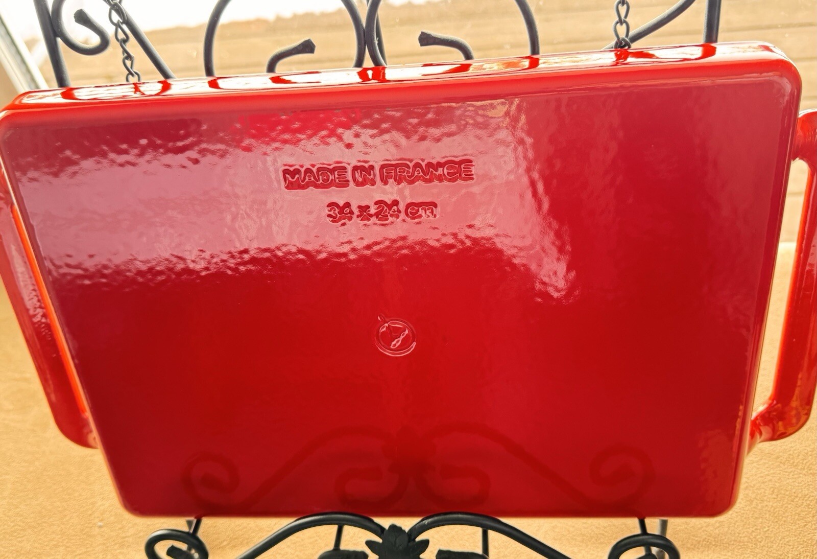 Cast iron griddle rectangularChasseur 16.5″ x 9.75″ in Beautiful Red Heavy Duty