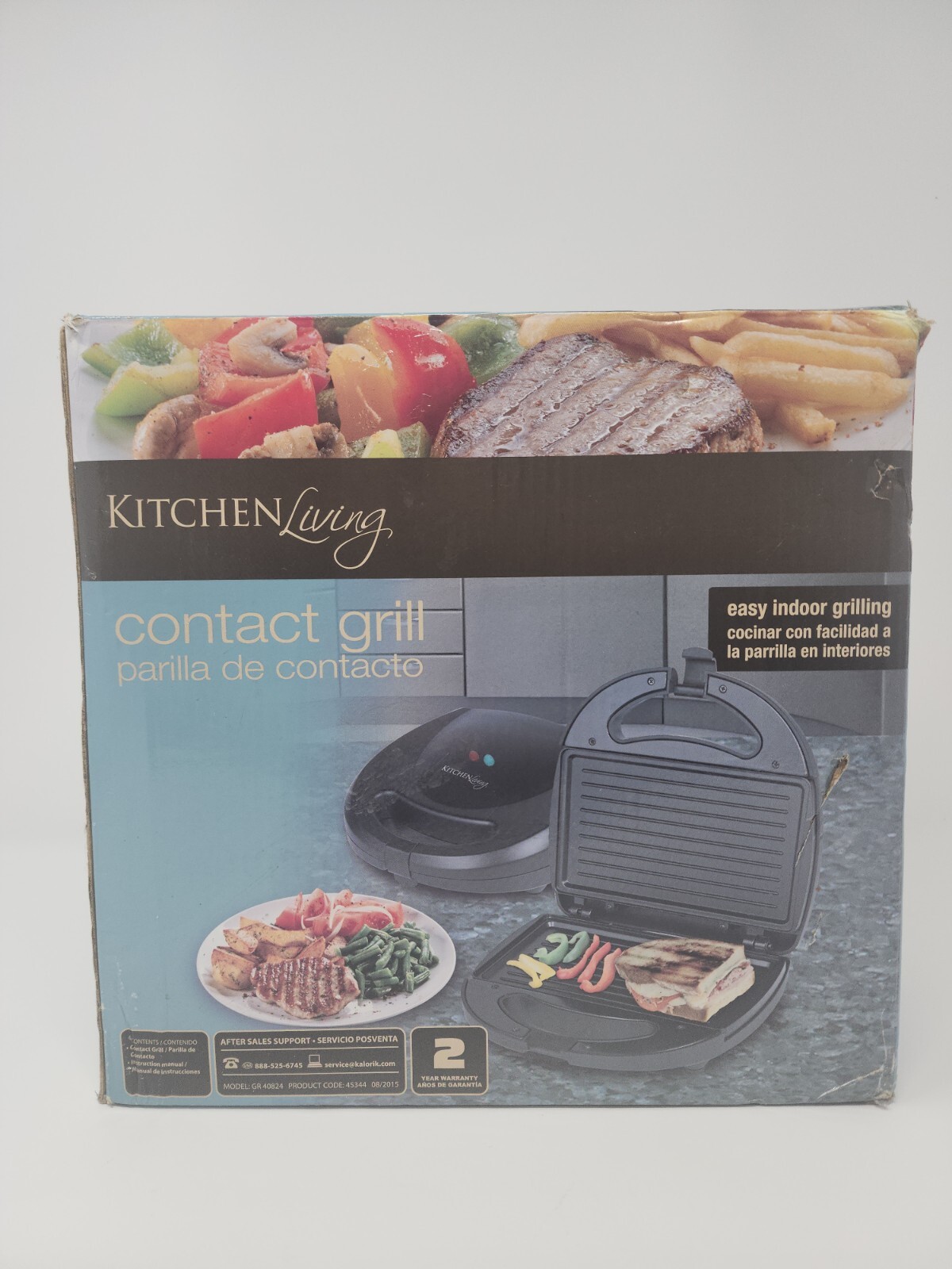 KITCHEN LIVING ELECTRIC CONTACT GRILL NEW OPEN BOX