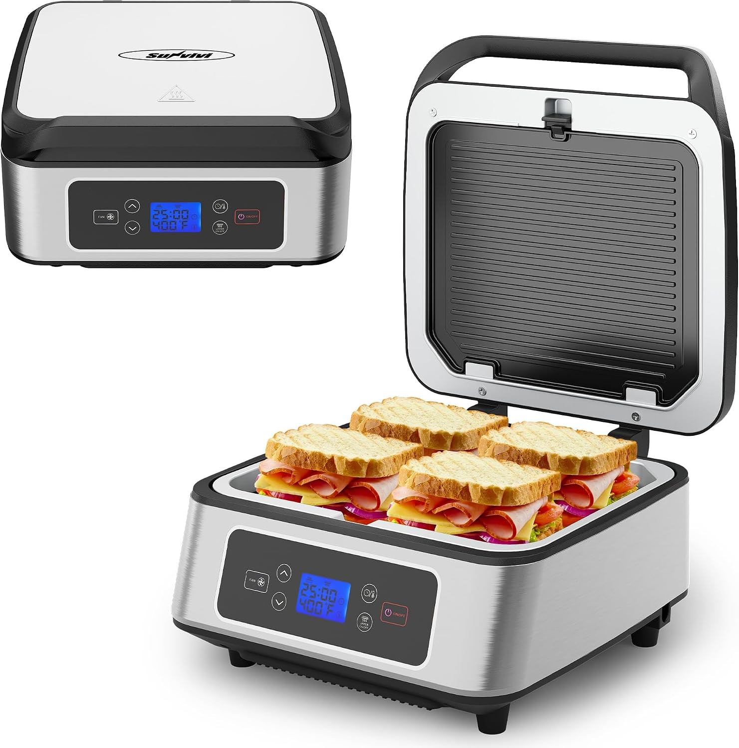 1300W Smokeless Grill Indoor W/ Auto-Lift Electric Panini Press Griddle W/