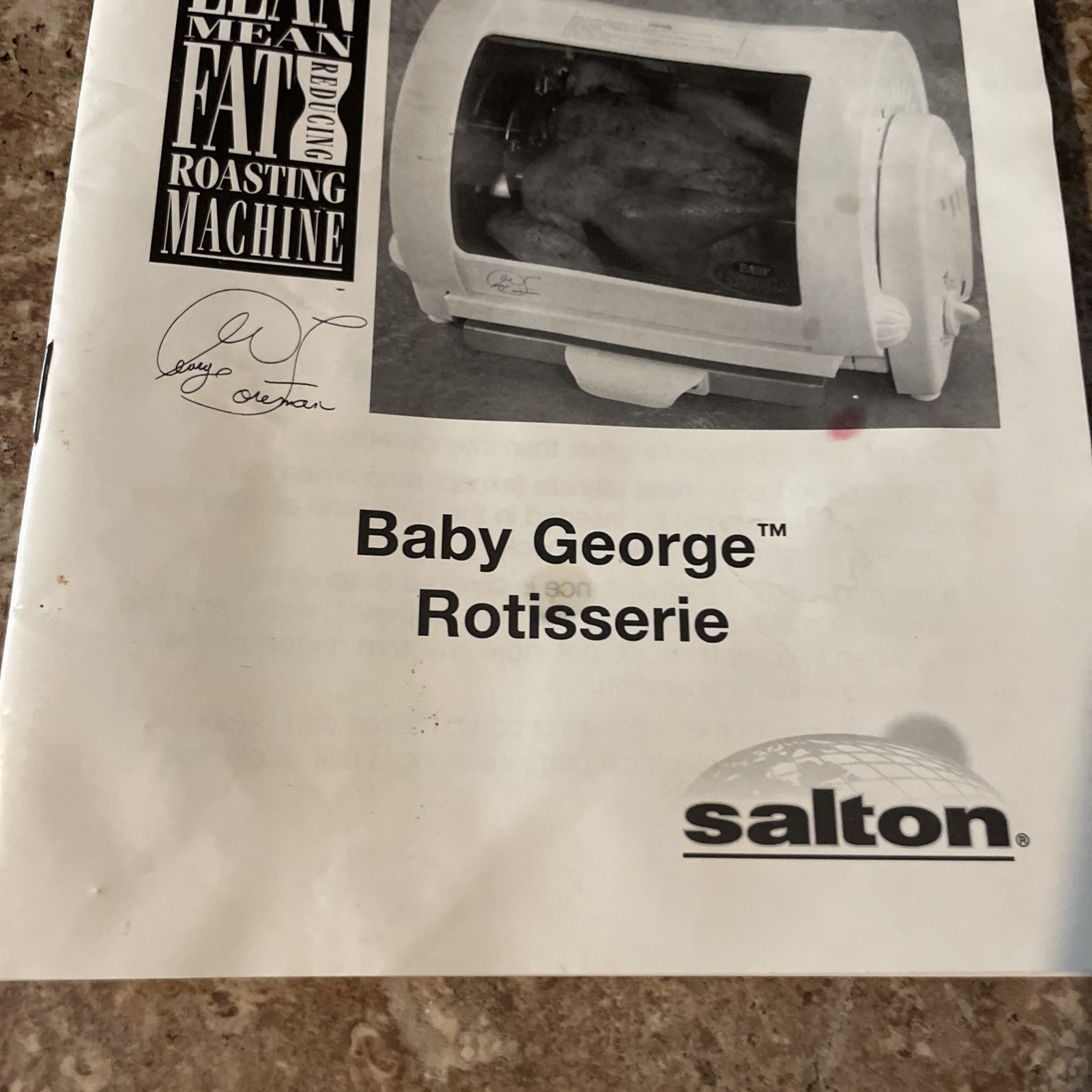 Baby George Foreman Rotisserie Instruction Manual Directions Model GR59A