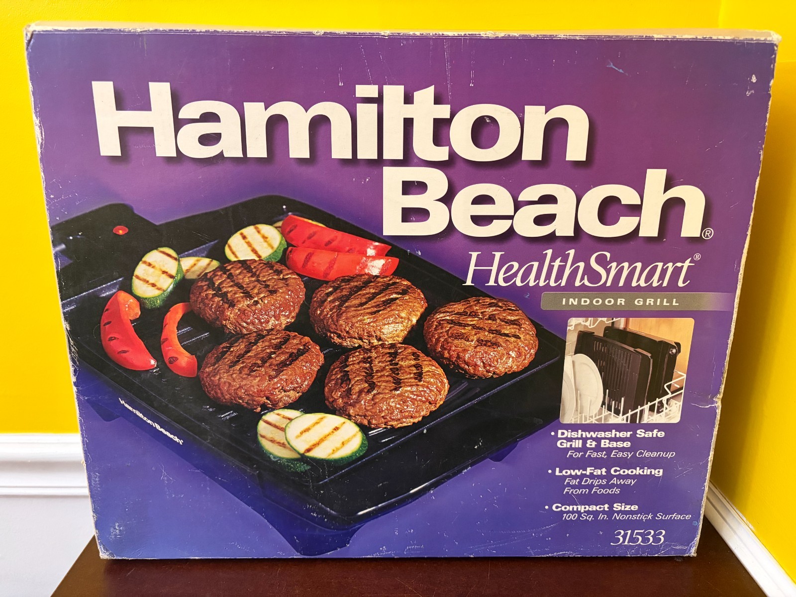 New Vintage Hamilton Beach Health Smart Indoor Grill & Base 100 Sq. Inch #31533
