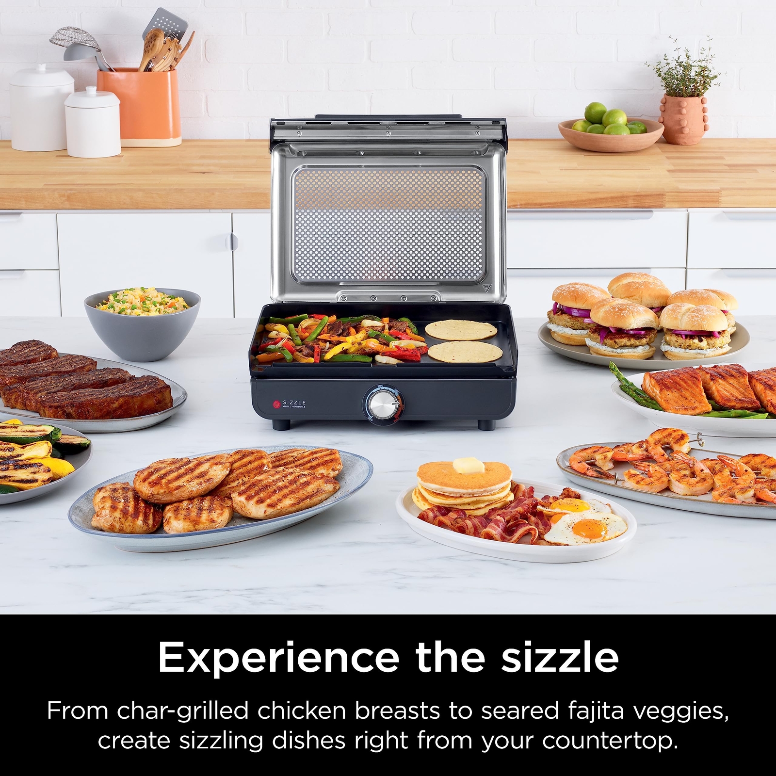 Ninja Sizzle 14 Inch Smokeless Indoor Grill and Griddle with Nonstick Plates