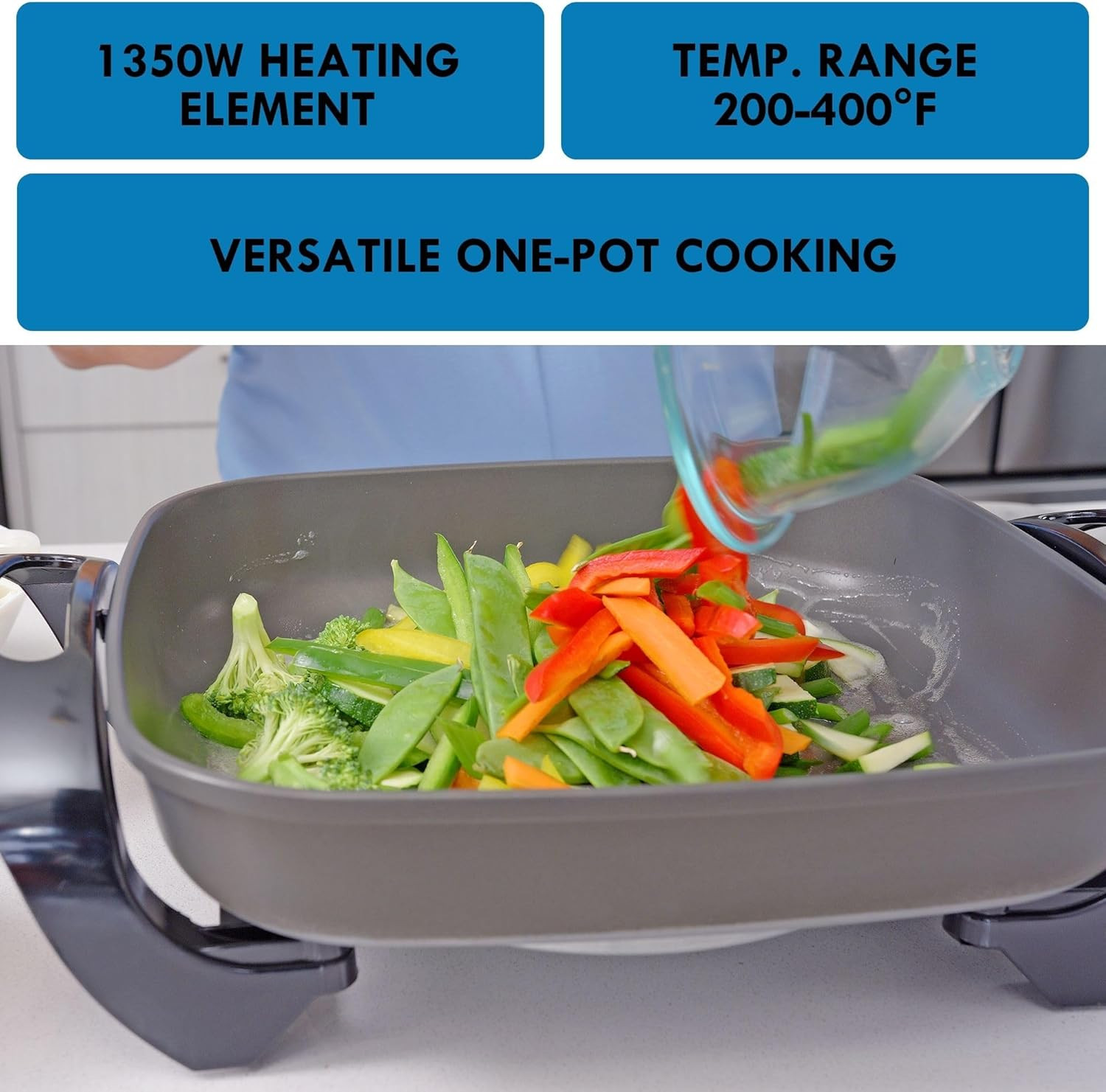 Kenmore Non-Stick Electric Skillet with Removable Drip Tray, Black, 10″ X 18″ Co