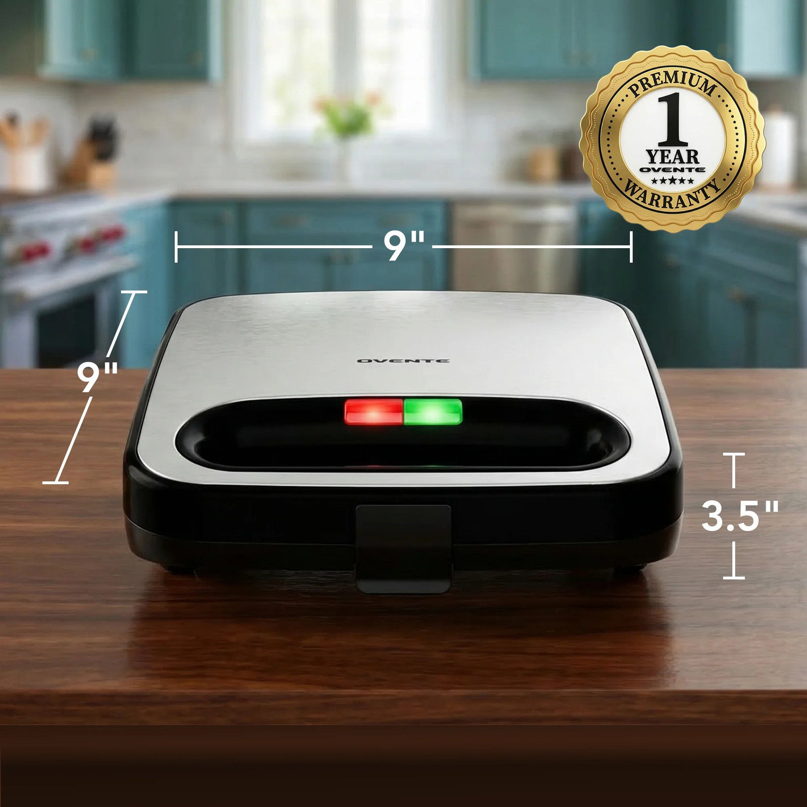 Electric Sandwich Maker with Non-Stick Plates, Indicator Lights, Cool To