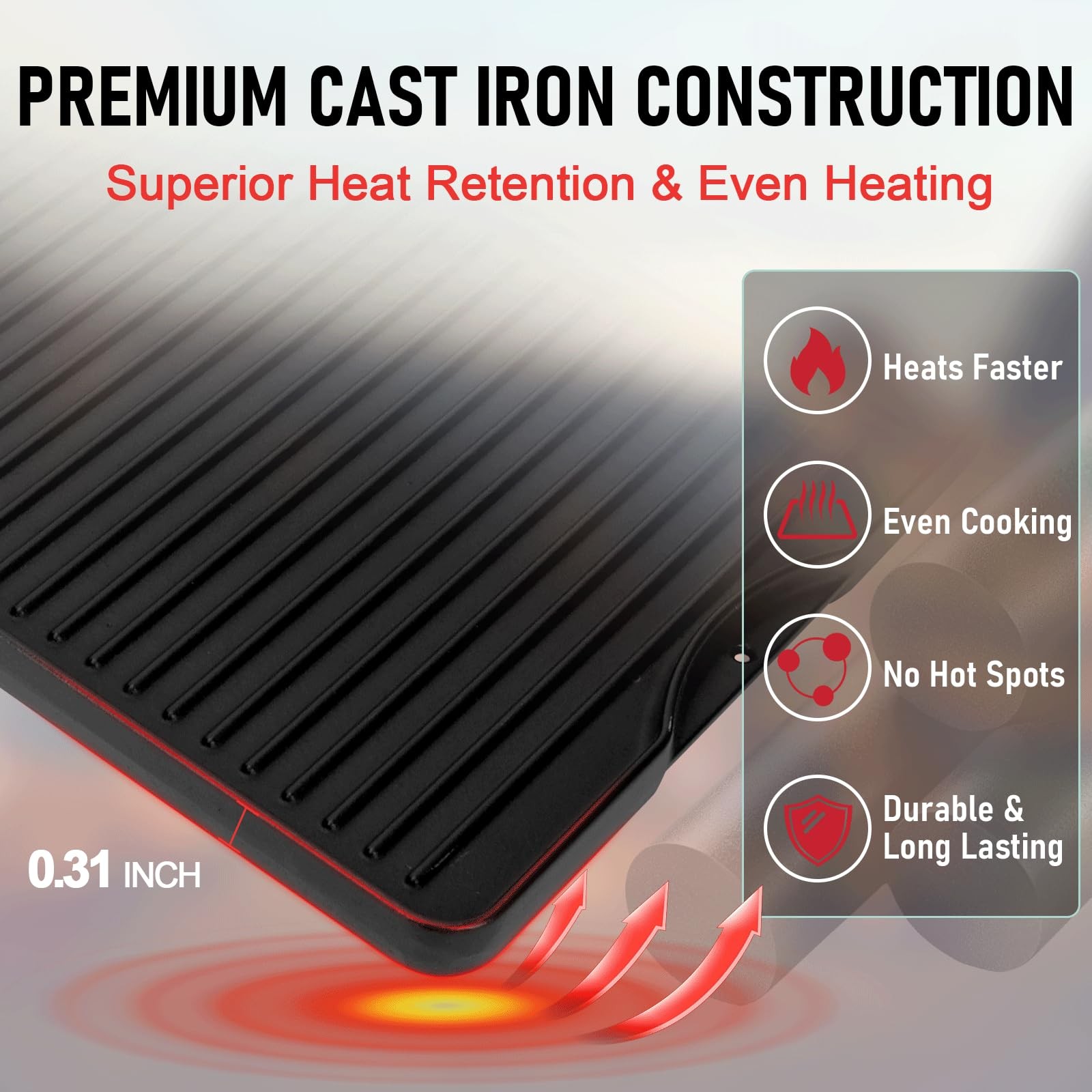 24″ X 16″ Reversible Cast Iron Griddle for Camp Chef, Stove Top Accessories