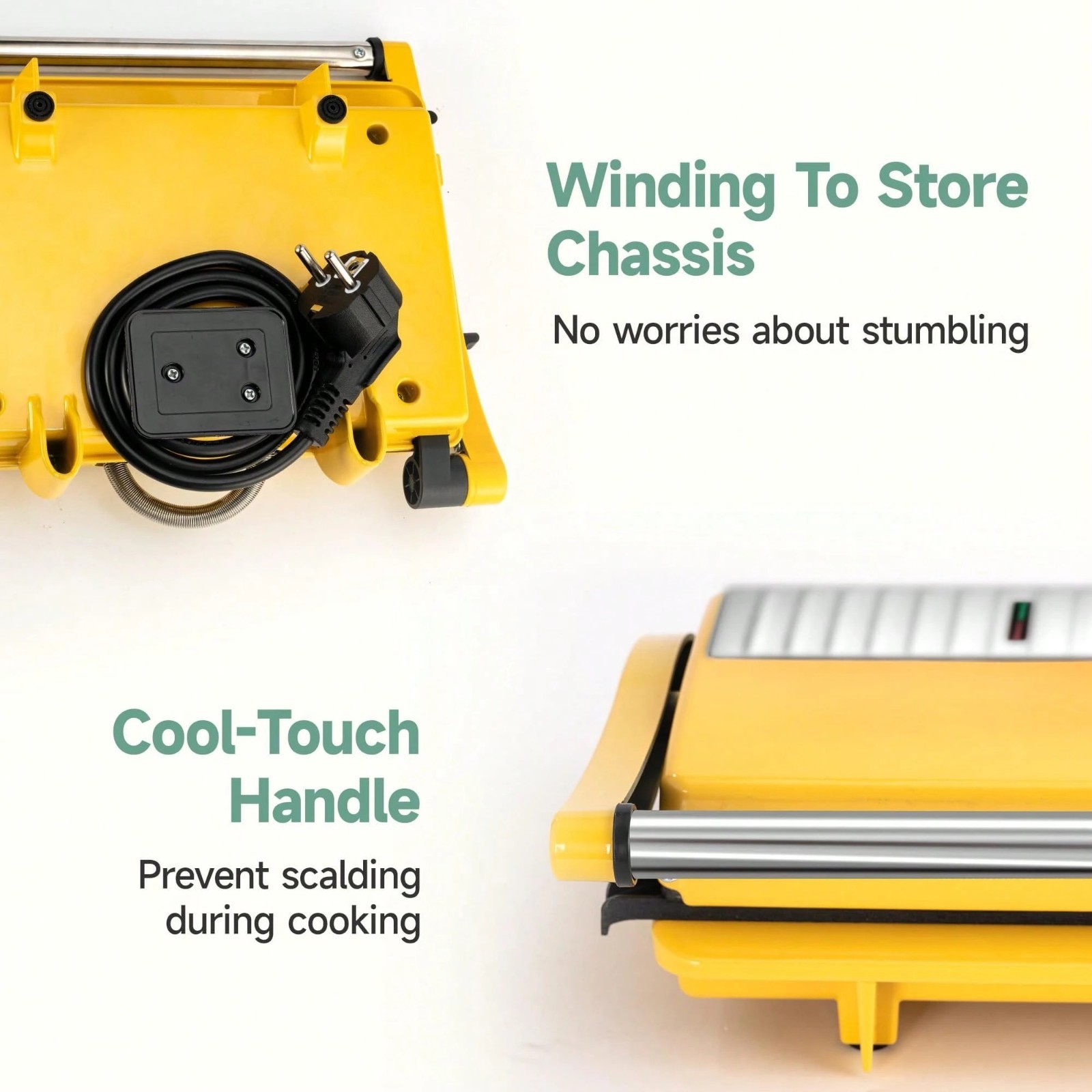 Indoor Electric Grill Sandwich Maker Nonstick Multi-Purpose Grill Pan Yellow