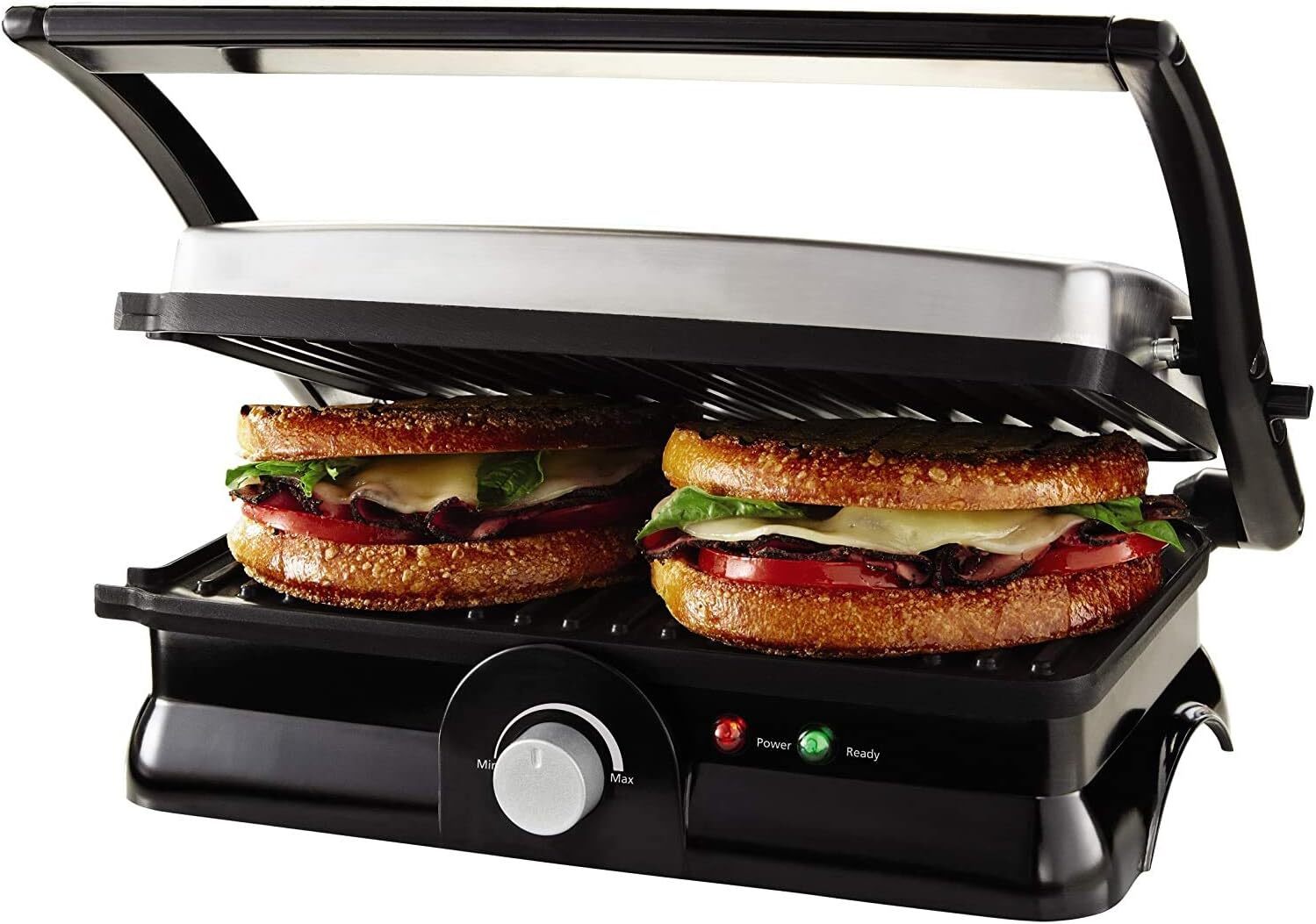 Brand New Sunbeam 2 in 1 Grilled Panini Maker Non-Stick Coated CKSBPM5020, Black