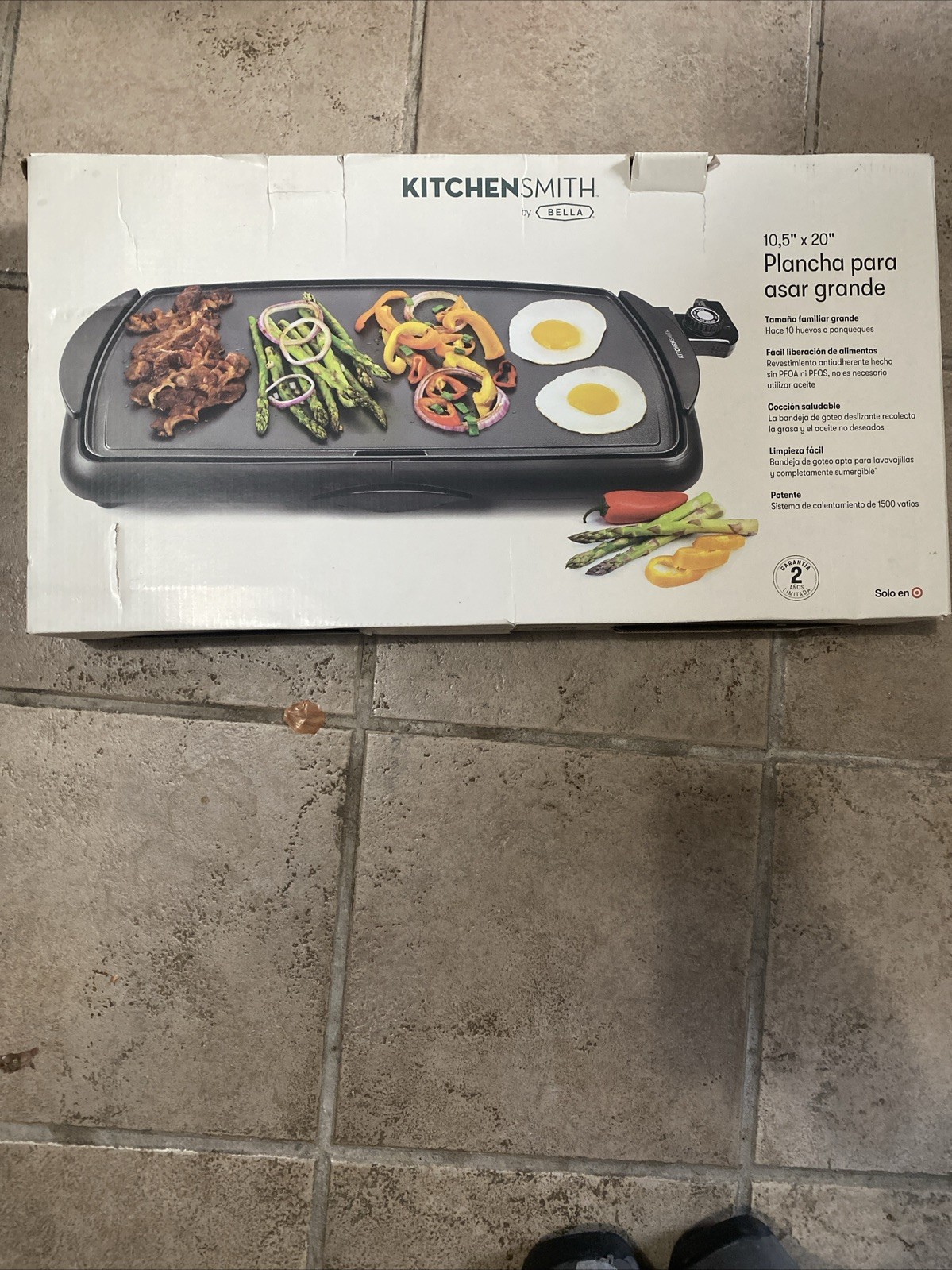 🍔 KitchenSmith by Bella Family-Size 10.5″ x 20″ Electric Large Griddle🆕🥓