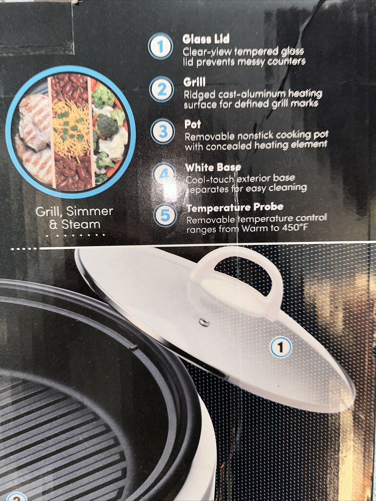 NEW Aroma 3qt Electric 3-In-1 Grillet – Grill, Slow Cooker, Steamer –