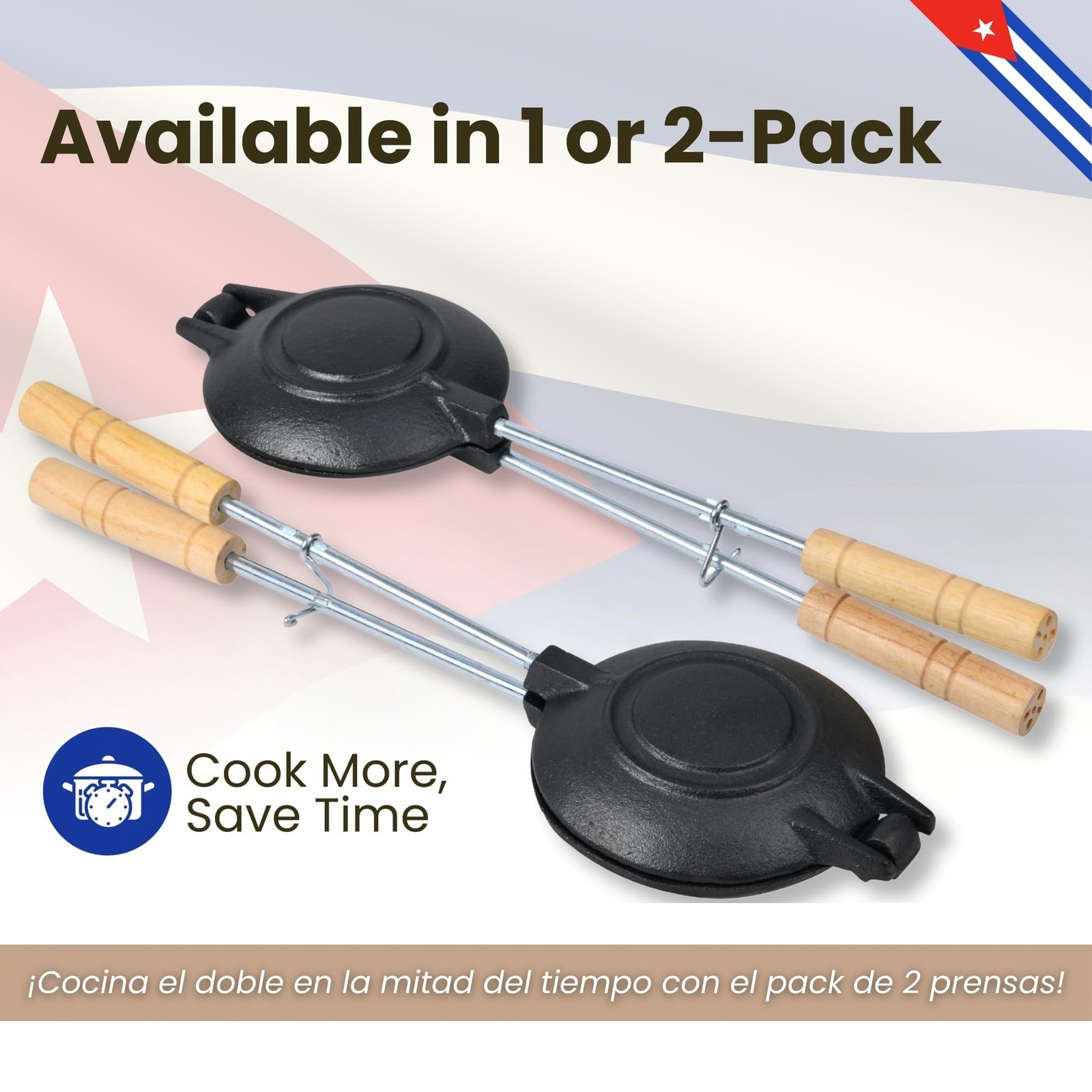 Disquera de Pan Cubano Redondo (1 Unit) – Cast Iron Cuban Sandwich Press for …