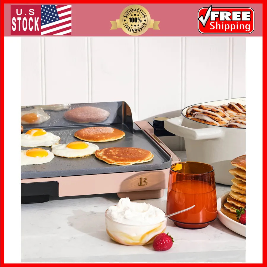 Beautiful Drew Barrymore 12×22 Inch XL Electric Griddle Nonstick Rose Gold