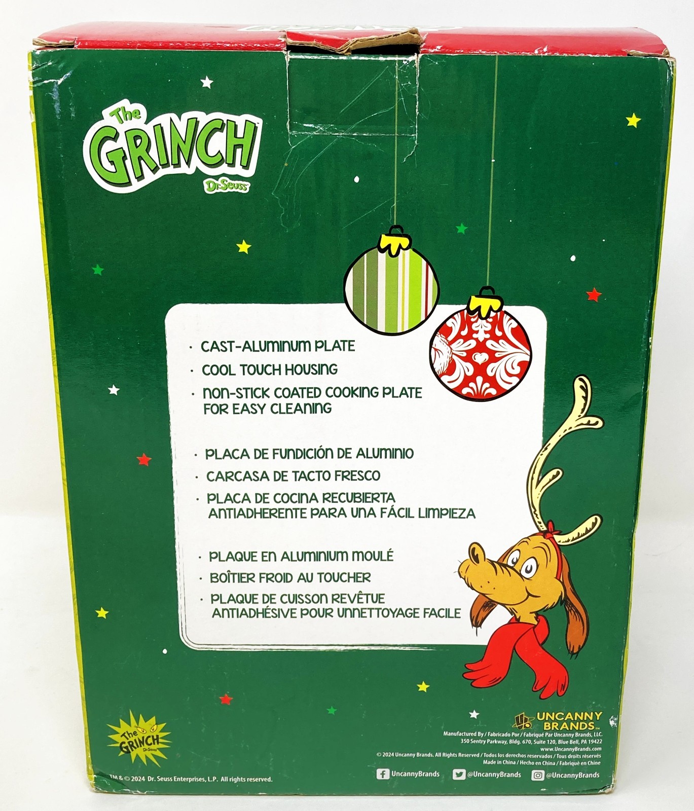 Dr. Seuss The Grinch Grilled Cheese Panini Sandwich Maker Non Stick NEW!