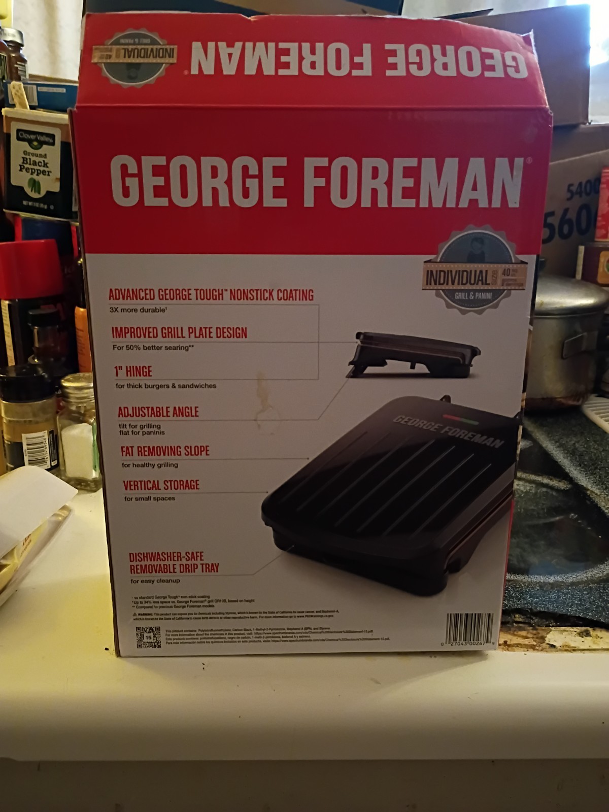 George Foreman GRS040BC 2-Serving Classic Plate Electric Grill-Panini Press NOB