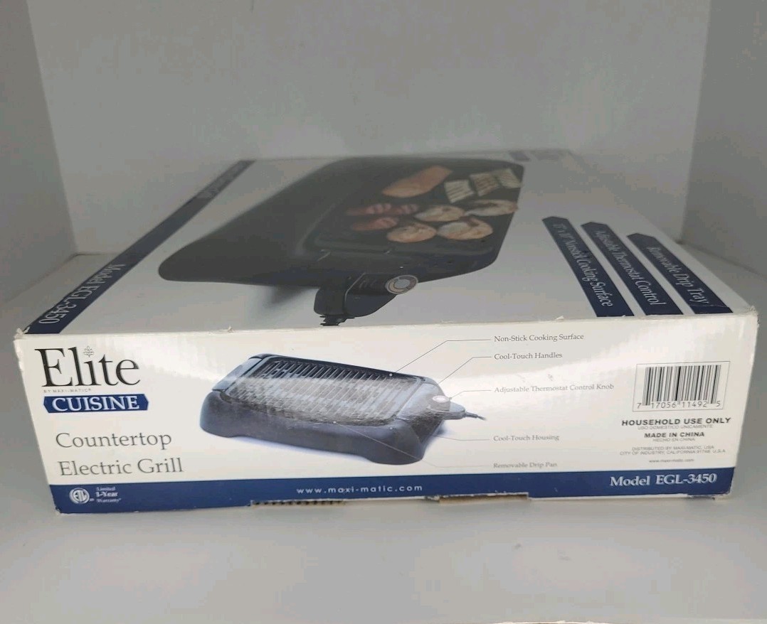 Elite Gourmet Countertop Indoor Grill 13″x10″ Nonstick Cooking Surface EGL-3450