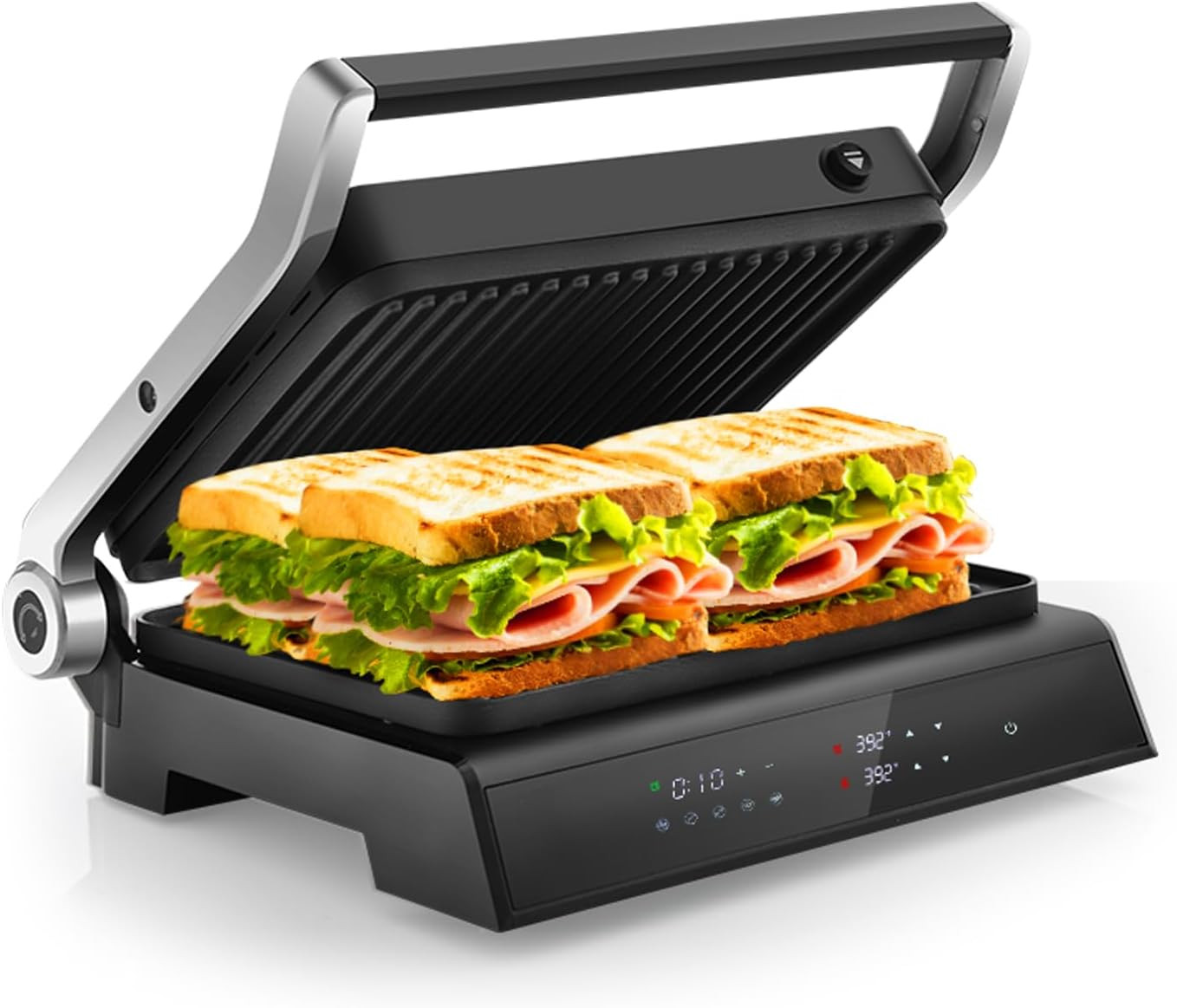 3-in-1 Panini Press & Grill, 1200W, Non-Stick, Adjustable Temp Control