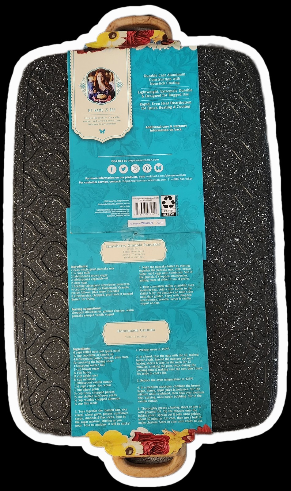 The Pioneer Woman Prairie Signature Nonstick Double Griddle Cast Aluminum 12×18″