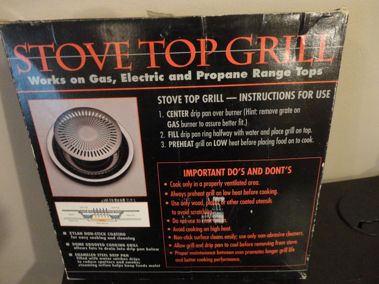 ROYAL CHEF STOVE TOP NON STICK GRILL WORK ON GAS ELECTRIC AND PROPANE RANGE TOP