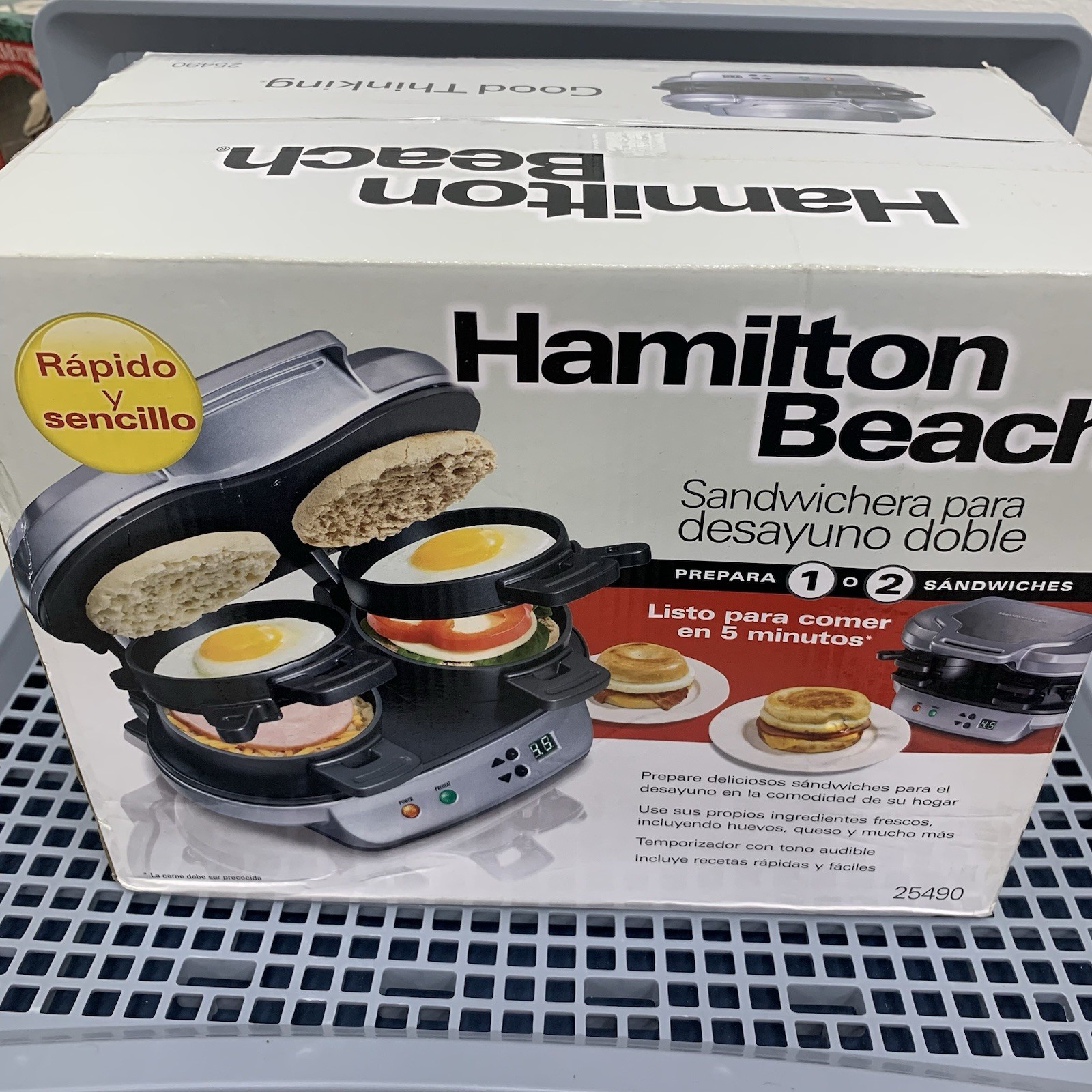 Hamilton Beach Dual Breakfast Sandwich Maker Silver Matte 1200 W Non-Stick Timer
