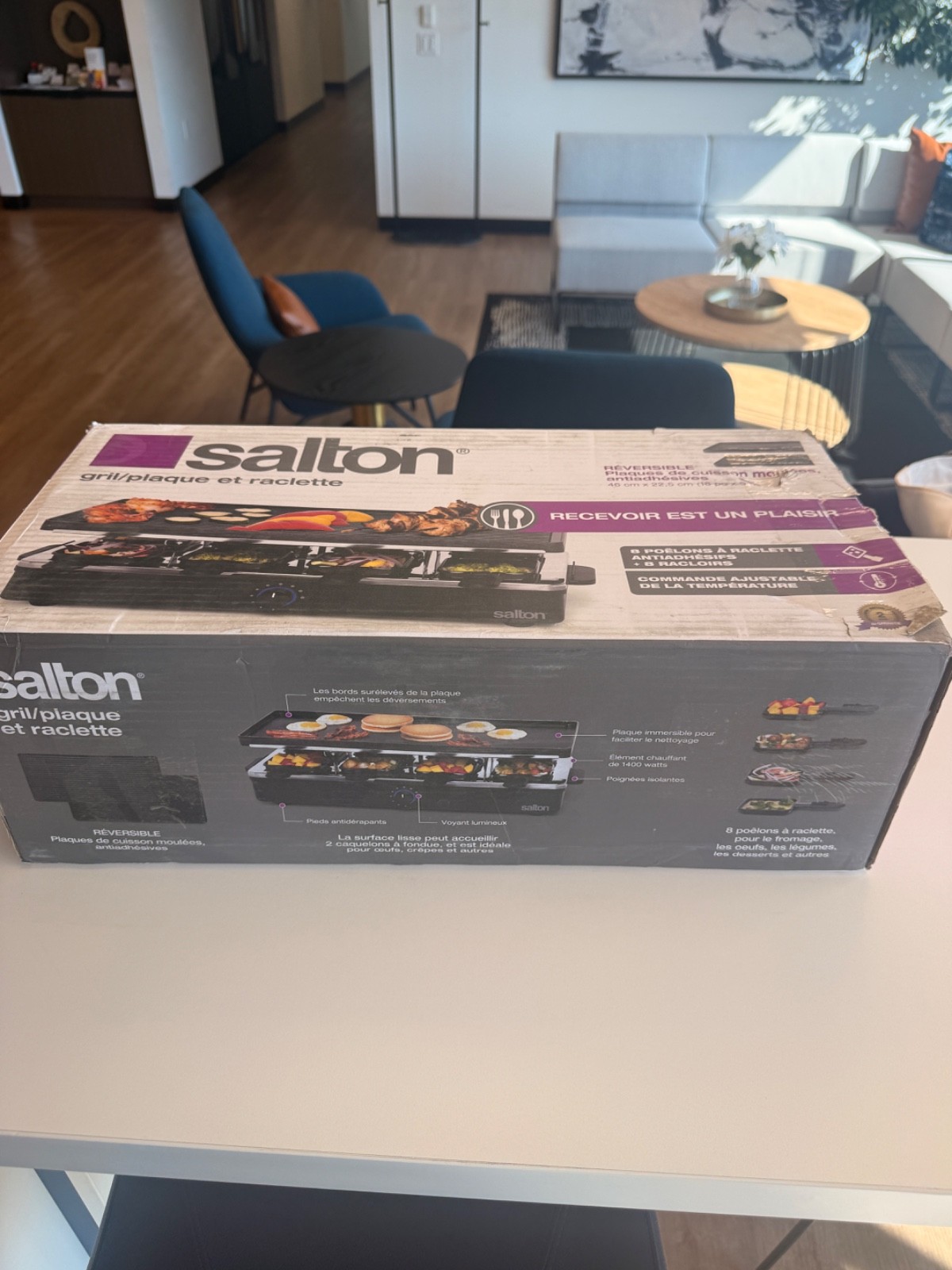 Salton PG1645 Raclette Indoor Electric Party Grill & Raclette, 8 Person, Black